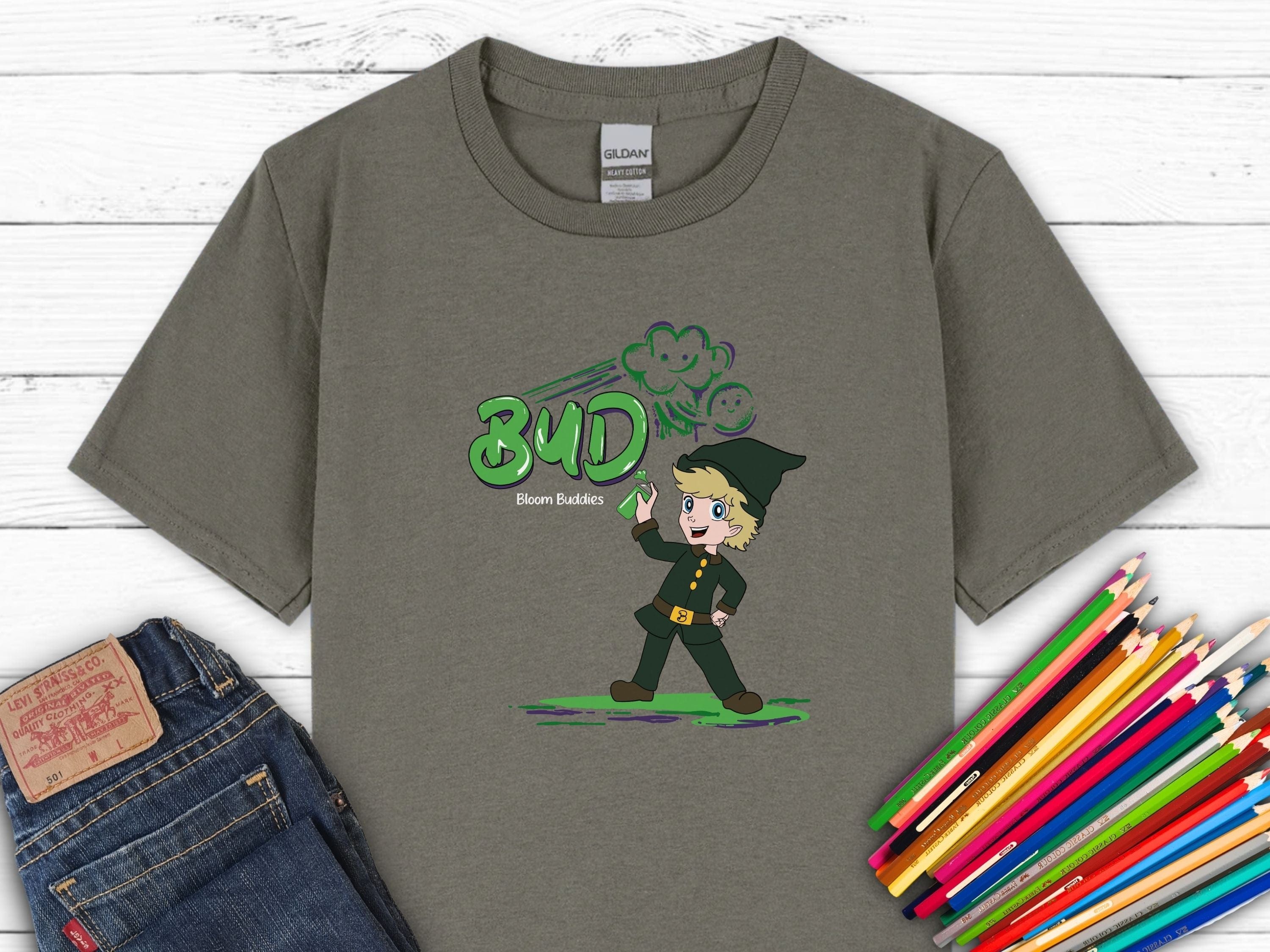 Bud Graffiti - Bloom Buddies Kids T-Shirt-Charcoal-Neurodiversity, ADHD & Autism Awareness & Acceptance Kids clothes by Daily Bloom