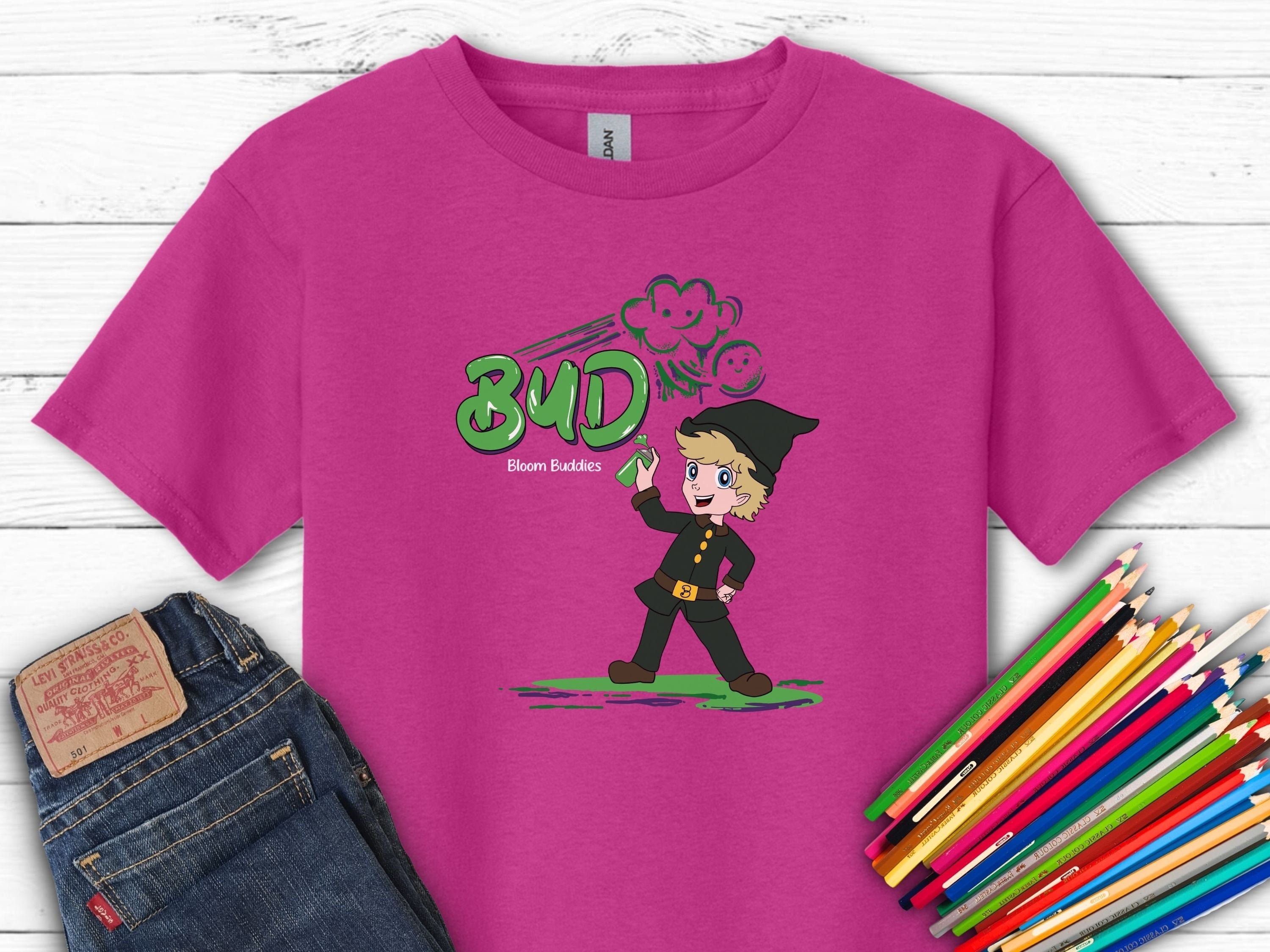 Bud Graffiti - Bloom Buddies Kids T-Shirt-Heliconia-Neurodiversity, ADHD & Autism Awareness & Acceptance Kids clothes by Daily Bloom