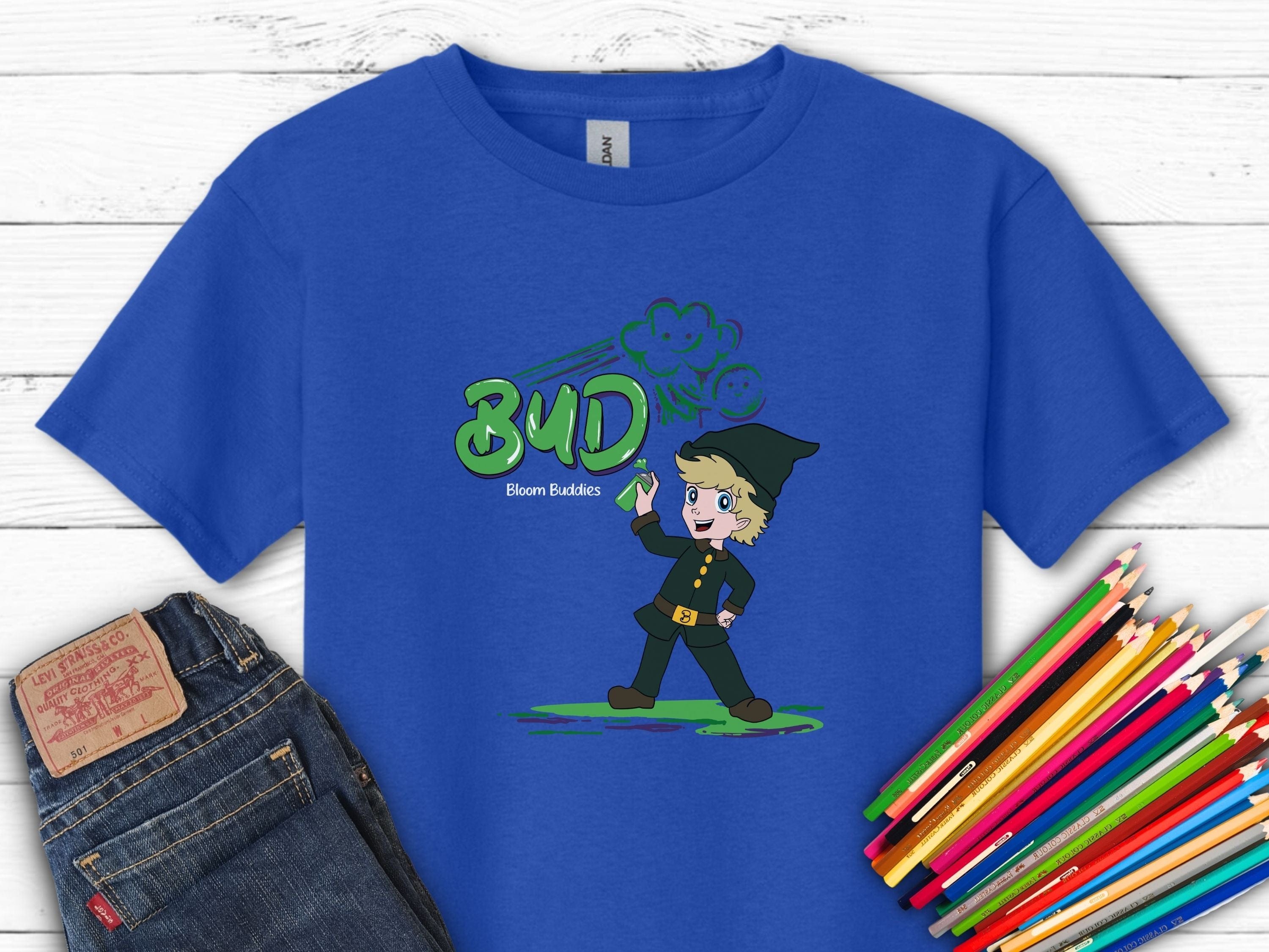 Bud Graffiti - Bloom Buddies Kids T-Shirt-Royal-Neurodiversity, ADHD & Autism Awareness & Acceptance Kids clothes by Daily Bloom