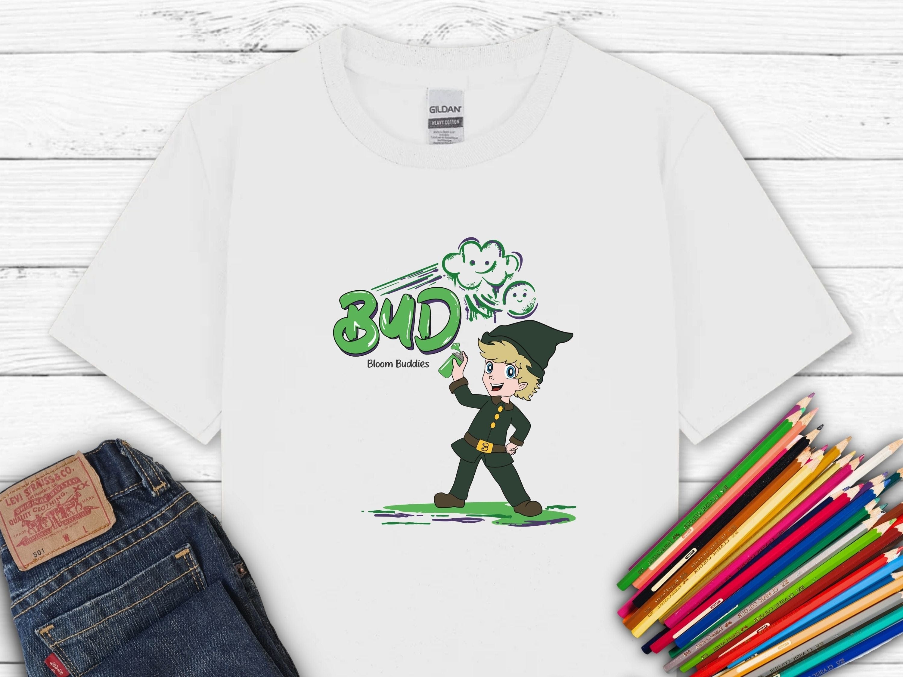 Bud Graffiti - Bloom Buddies Kids T-Shirt-White-Neurodiversity, ADHD & Autism Awareness & Acceptance Kids clothes by Daily Bloom