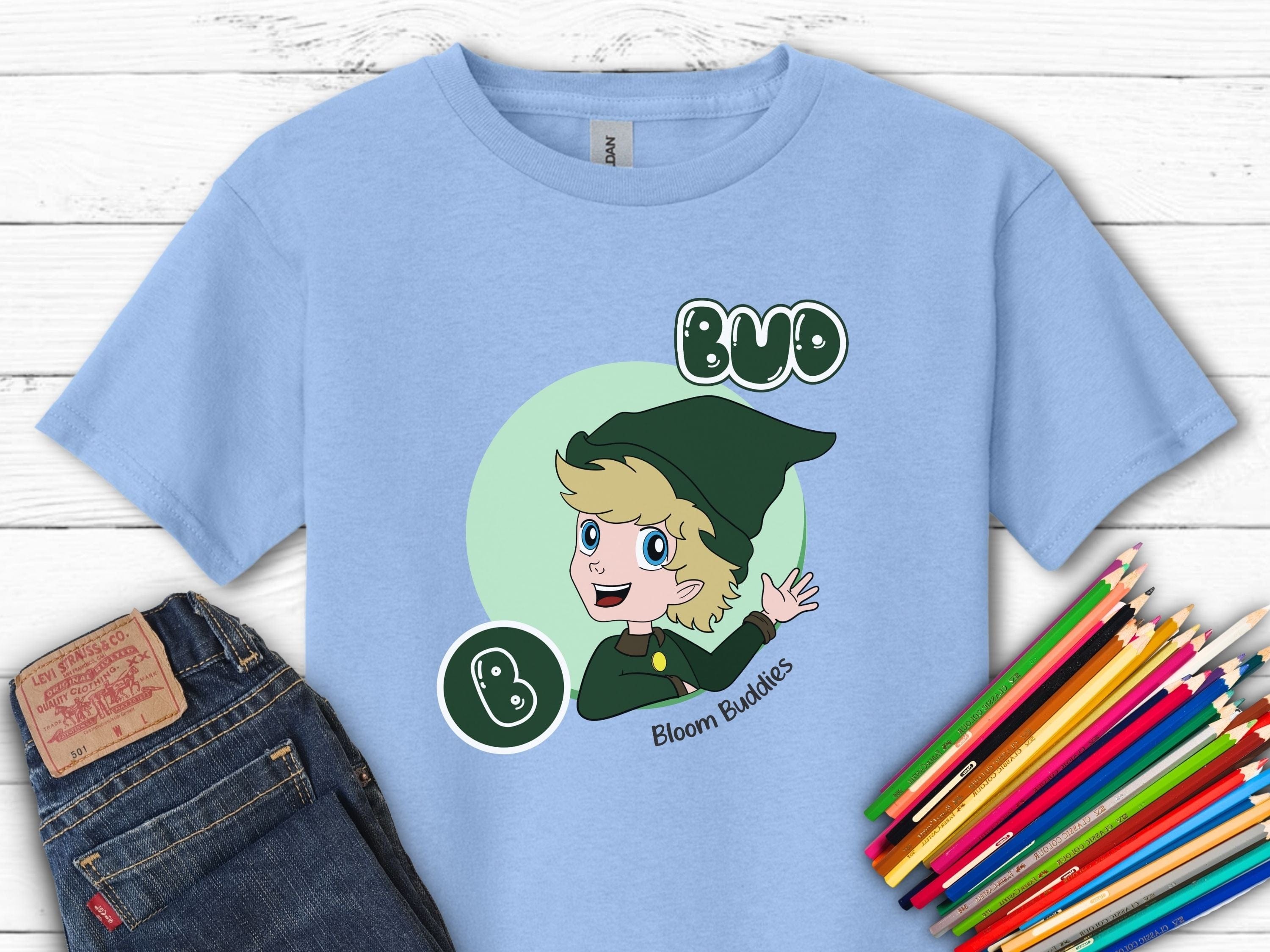 Bud Profile Picture - Bloom Buddies Kids T-Shirt-Light Blue-Neurodiversity, ADHD & Autism Awareness & Acceptance Kids clothes by Daily Bloom