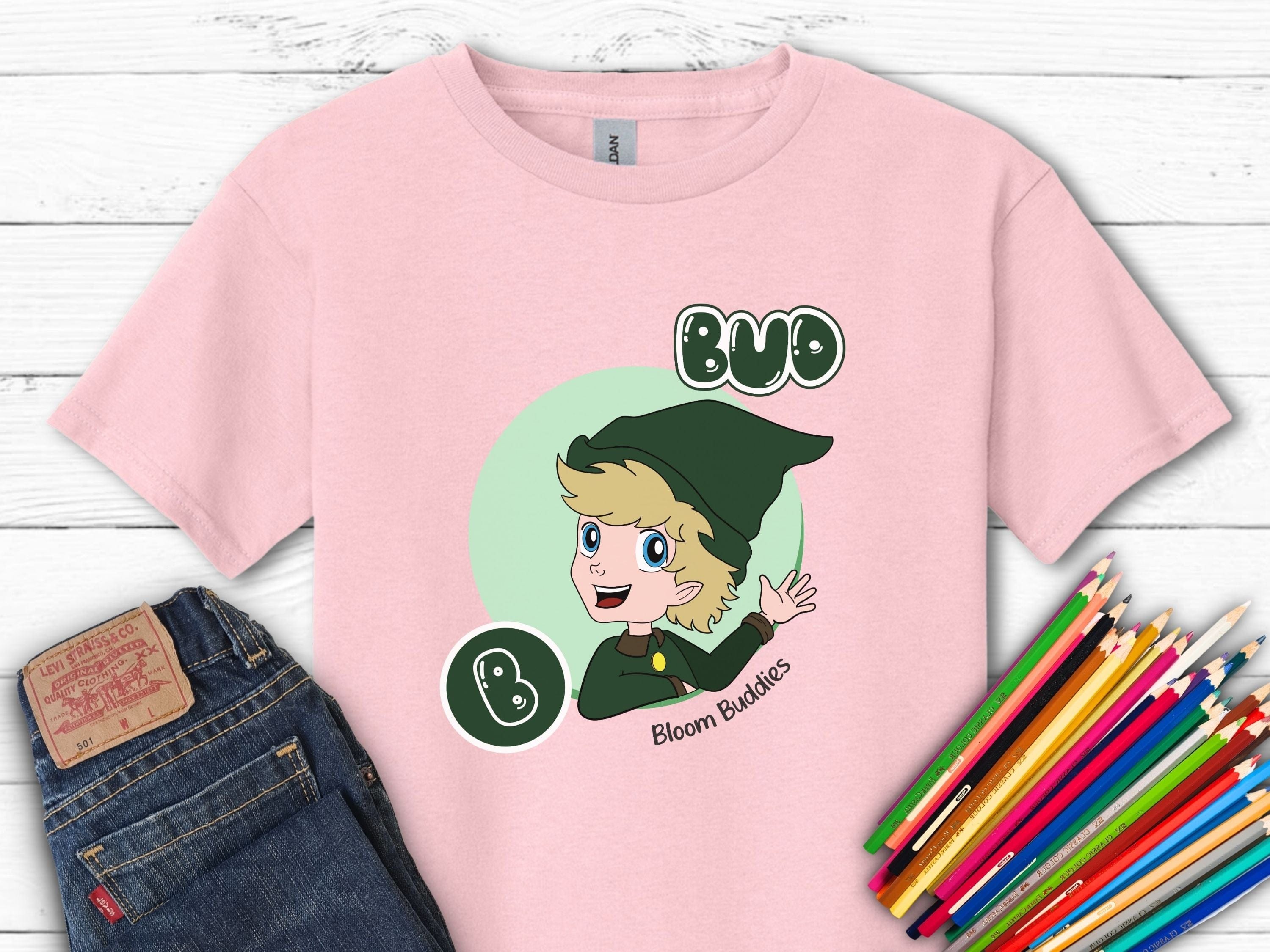 Bud Profile Picture - Bloom Buddies Kids T-Shirt-Light Pink-Neurodiversity, ADHD & Autism Awareness & Acceptance Kids clothes by Daily Bloom