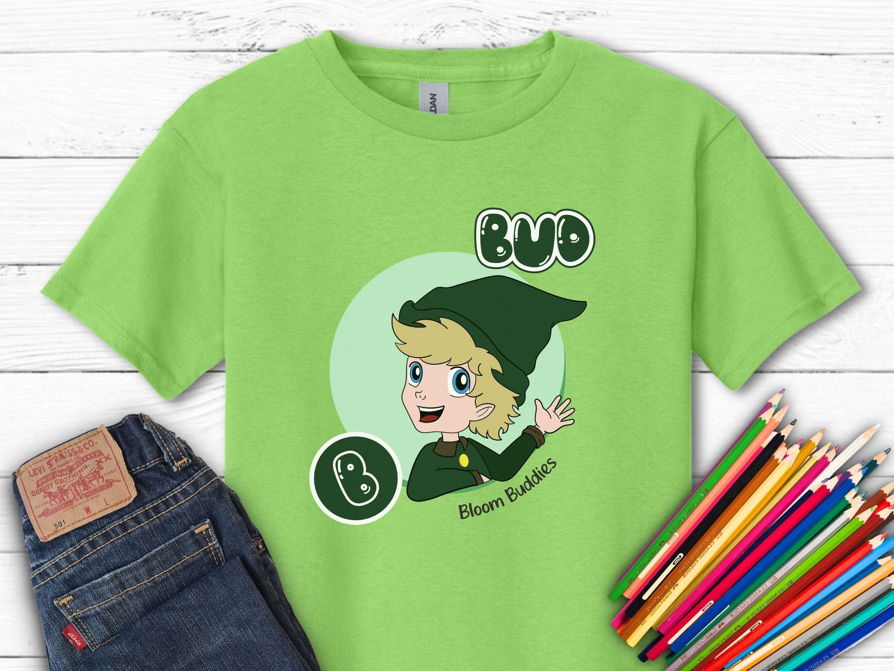 Bud Profile Picture - Bloom Buddies Kids T-Shirt-Lime-Neurodiversity, ADHD & Autism Awareness & Acceptance Kids clothes by Daily Bloom