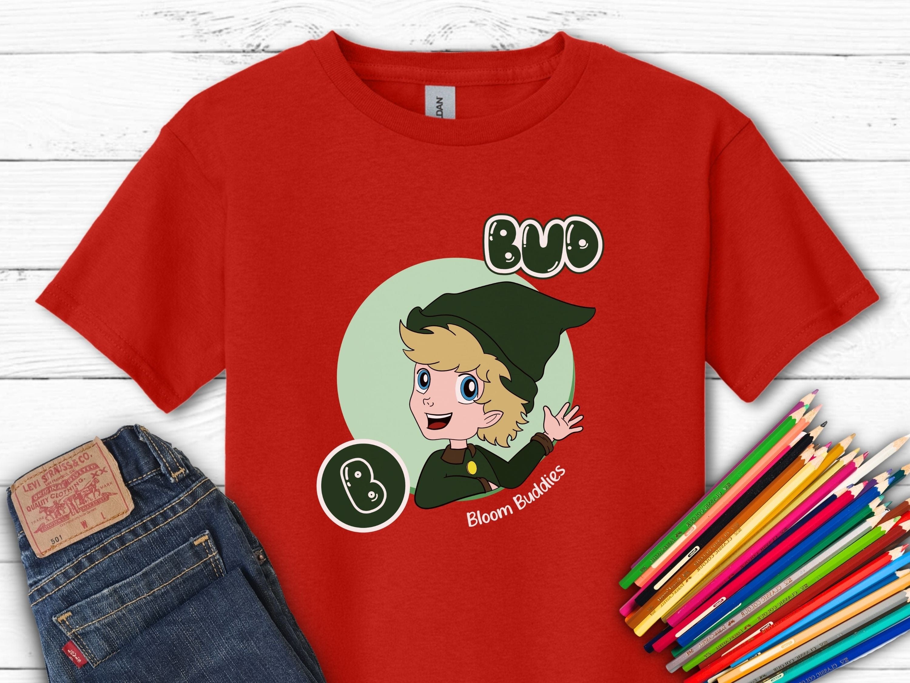 Bud Profile Picture - Bloom Buddies Kids T-Shirt-Red-Neurodiversity, ADHD & Autism Awareness & Acceptance Kids clothes by Daily Bloom