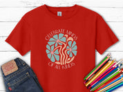 Celebrate Minds of All Kinds Kids T-Shirt-Red-Neurodiversity, ADHD & Autism Awareness & Acceptance Kids clothes by Daily Bloom