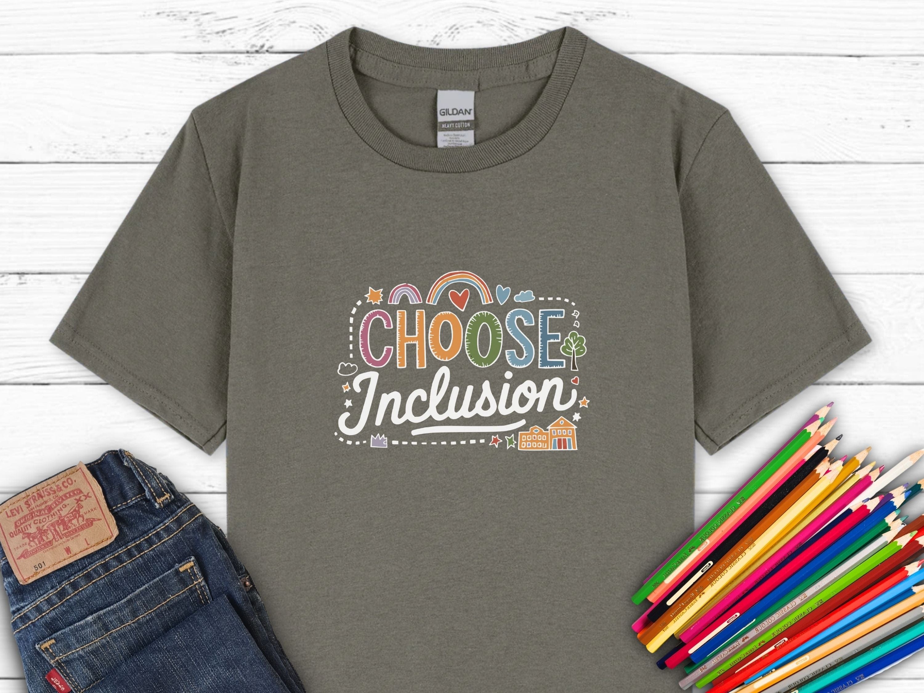 Choose Inclusions Kids T-Shirt-Charcoal-Neurodiversity, ADHD & Autism Awareness & Acceptance Kids clothes by Daily Bloom