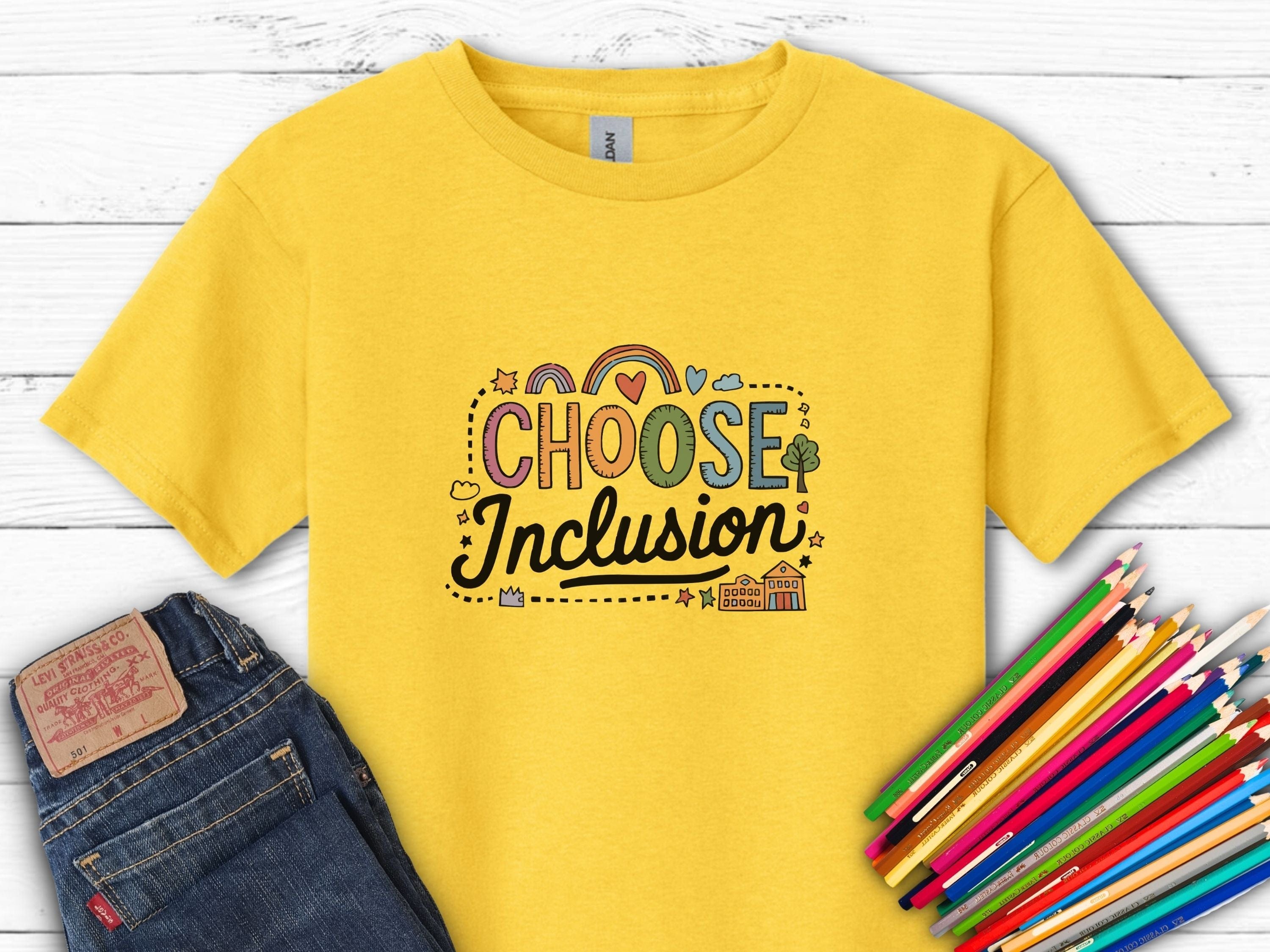 Choose Inclusions Kids T-Shirt-Daisy-Neurodiversity, ADHD & Autism Awareness & Acceptance Kids clothes by Daily Bloom