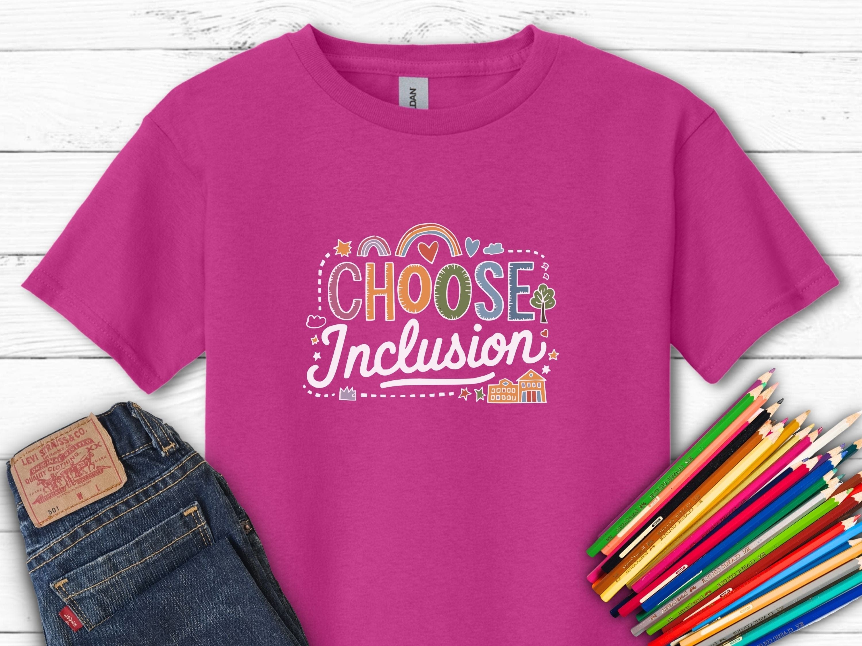 Choose Inclusions Kids T-Shirt-Heliconia-Neurodiversity, ADHD & Autism Awareness & Acceptance Kids clothes by Daily Bloom