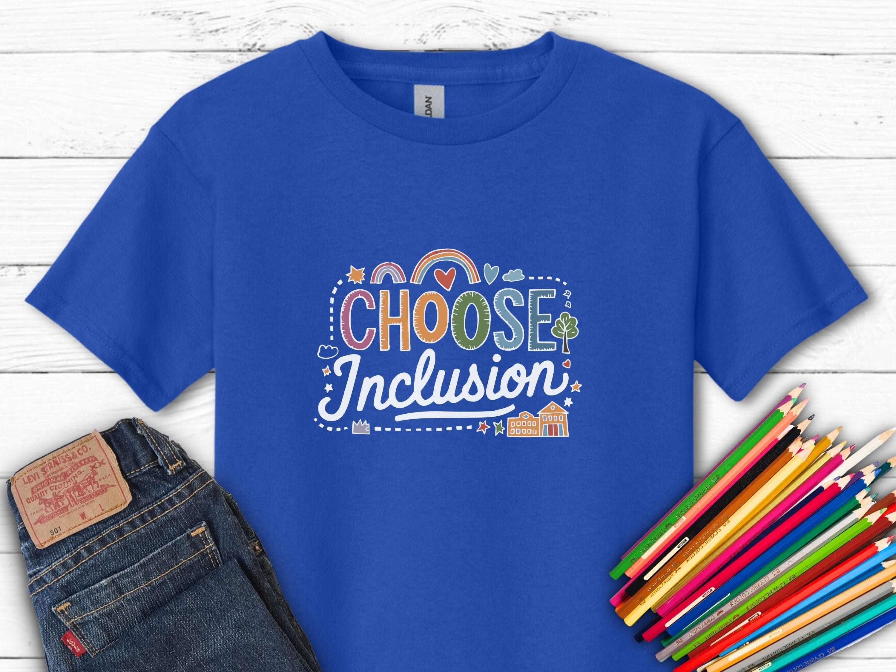 Choose Inclusions Kids T-Shirt-Royal-Neurodiversity, ADHD & Autism Awareness & Acceptance Kids clothes by Daily Bloom