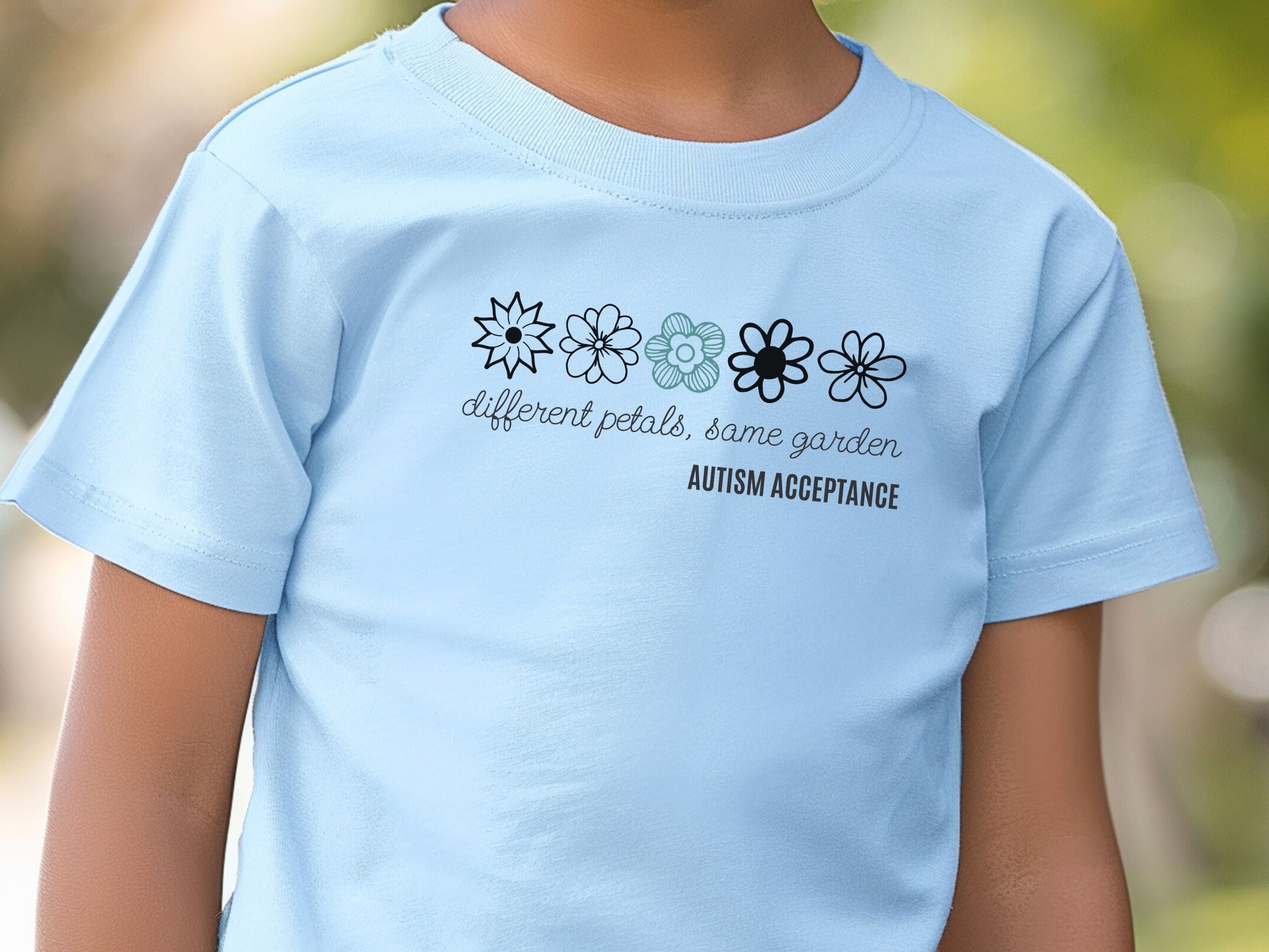 Different Petals Same Garden Flower Sketches Kids T-Shirt-Neurodiversity, ADHD & Autism Awareness & Acceptance Kids clothes by Daily Bloom