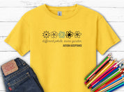Different Petals Same Garden Flower Sketches Kids T-Shirt-Daisy-Neurodiversity, ADHD & Autism Awareness & Acceptance Kids clothes by Daily Bloom
