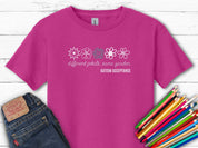 Different Petals Same Garden Flower Sketches Kids T-Shirt-Heliconia-Neurodiversity, ADHD & Autism Awareness & Acceptance Kids clothes by Daily Bloom