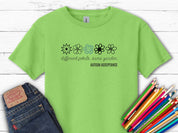 Different Petals Same Garden Flower Sketches Kids T-Shirt-Lime-Neurodiversity, ADHD & Autism Awareness & Acceptance Kids clothes by Daily Bloom