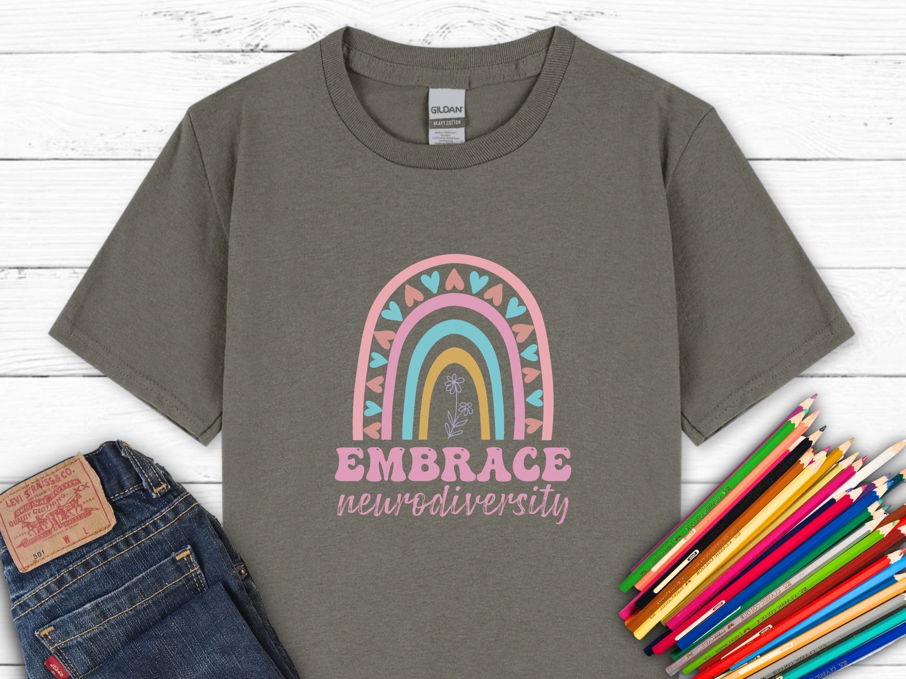 Embrace Neurodiversity Kids T-Shirt-Charcoal-Neurodiversity, ADHD & Autism Awareness & Acceptance Kids clothes by Daily Bloom