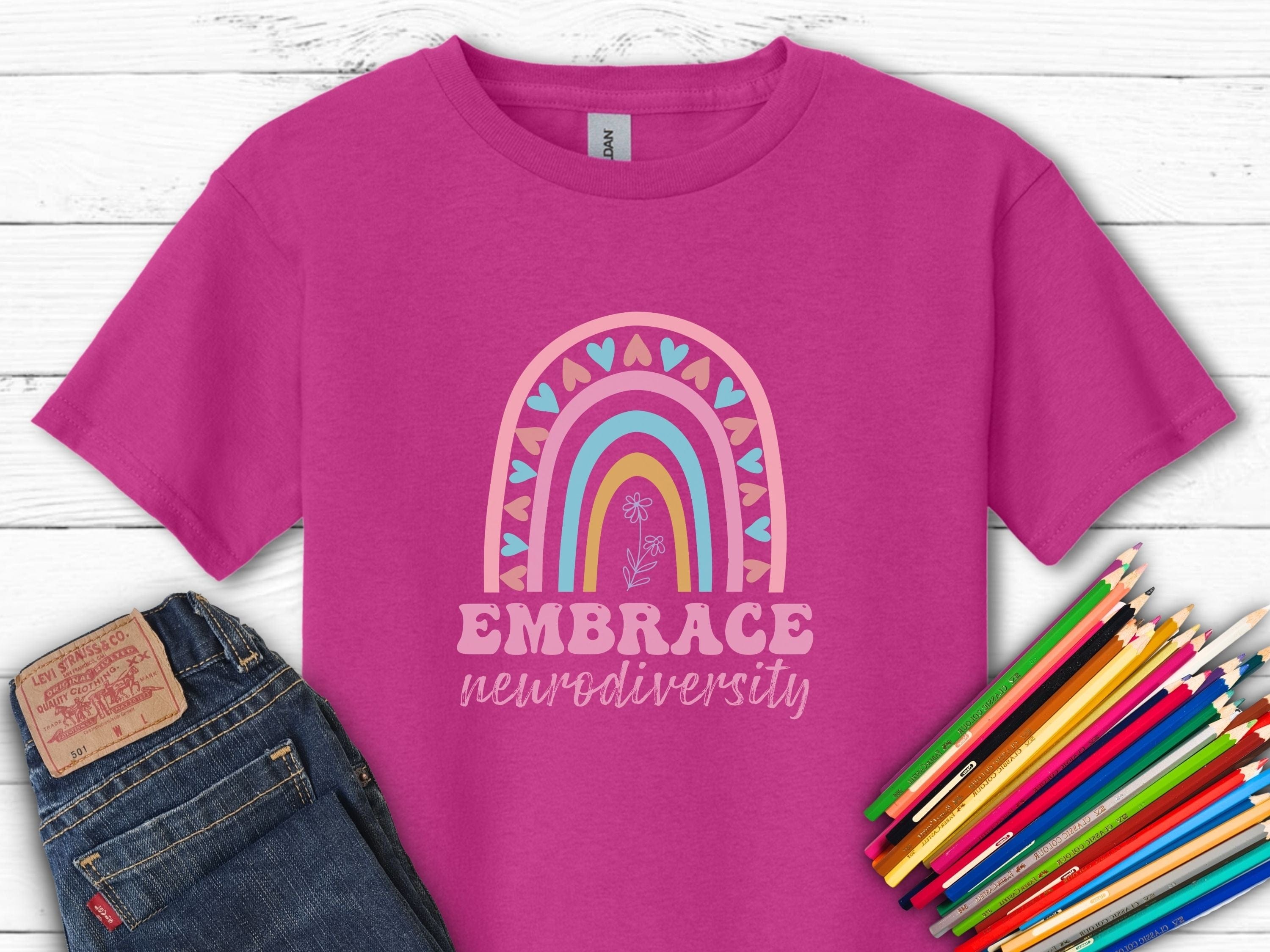 Embrace Neurodiversity Kids T-Shirt-Heliconia-Neurodiversity, ADHD & Autism Awareness & Acceptance Kids clothes by Daily Bloom