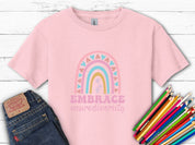 Embrace Neurodiversity Kids T-Shirt-Light Pink-Neurodiversity, ADHD & Autism Awareness & Acceptance Kids clothes by Daily Bloom