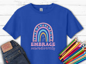 Embrace Neurodiversity Kids T-Shirt-Royal-Neurodiversity, ADHD & Autism Awareness & Acceptance Kids clothes by Daily Bloom