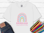 Embrace Neurodiversity Kids T-Shirt-White-Neurodiversity, ADHD & Autism Awareness & Acceptance Kids clothes by Daily Bloom