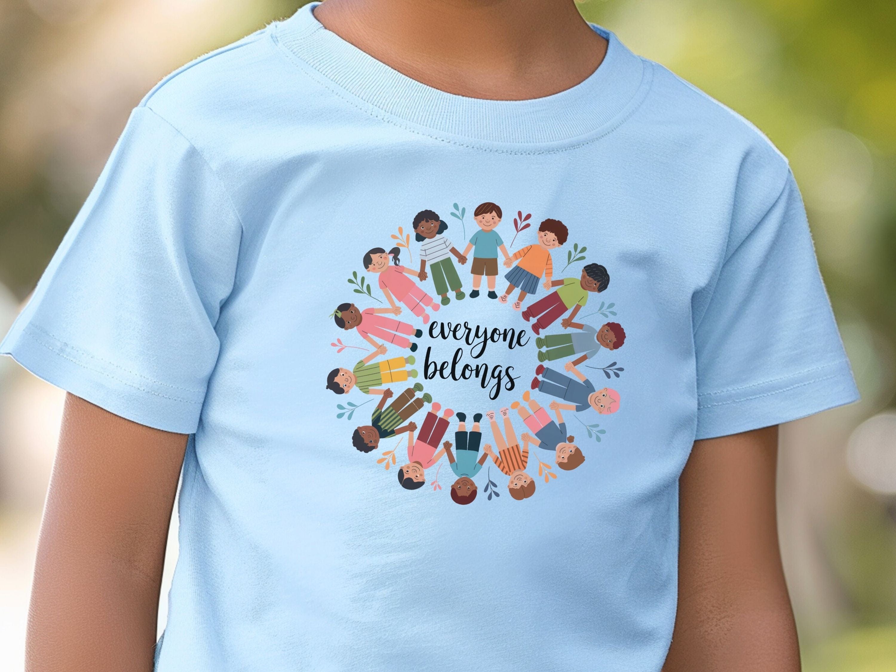Everyone Belongs Kids Holding Hands Kids T-Shirt-Neurodiversity, ADHD & Autism Awareness & Acceptance Kids clothes by Daily Bloom