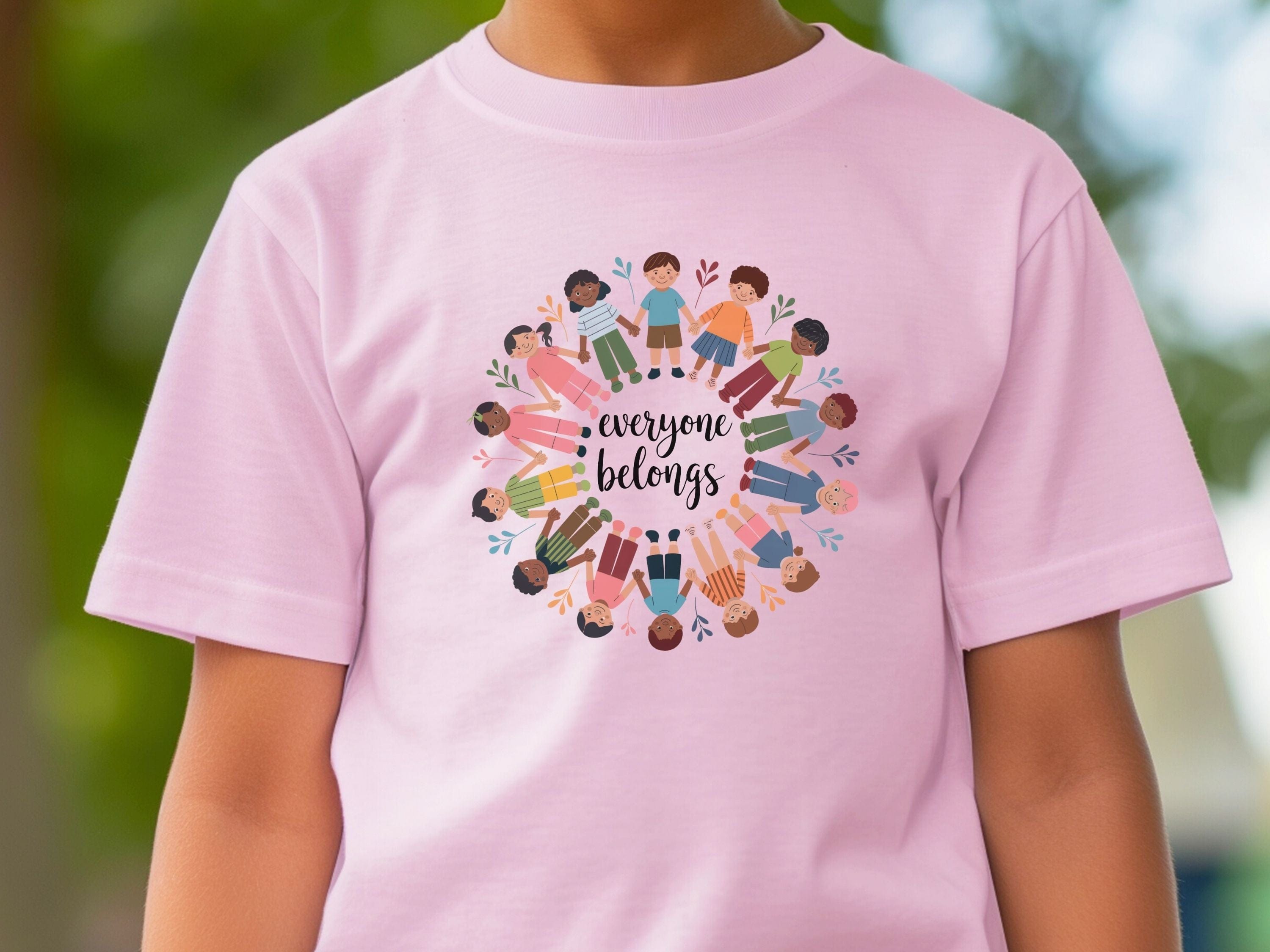 Everyone Belongs Kids Holding Hands Kids T-Shirt-Neurodiversity, ADHD & Autism Awareness & Acceptance Kids clothes by Daily Bloom