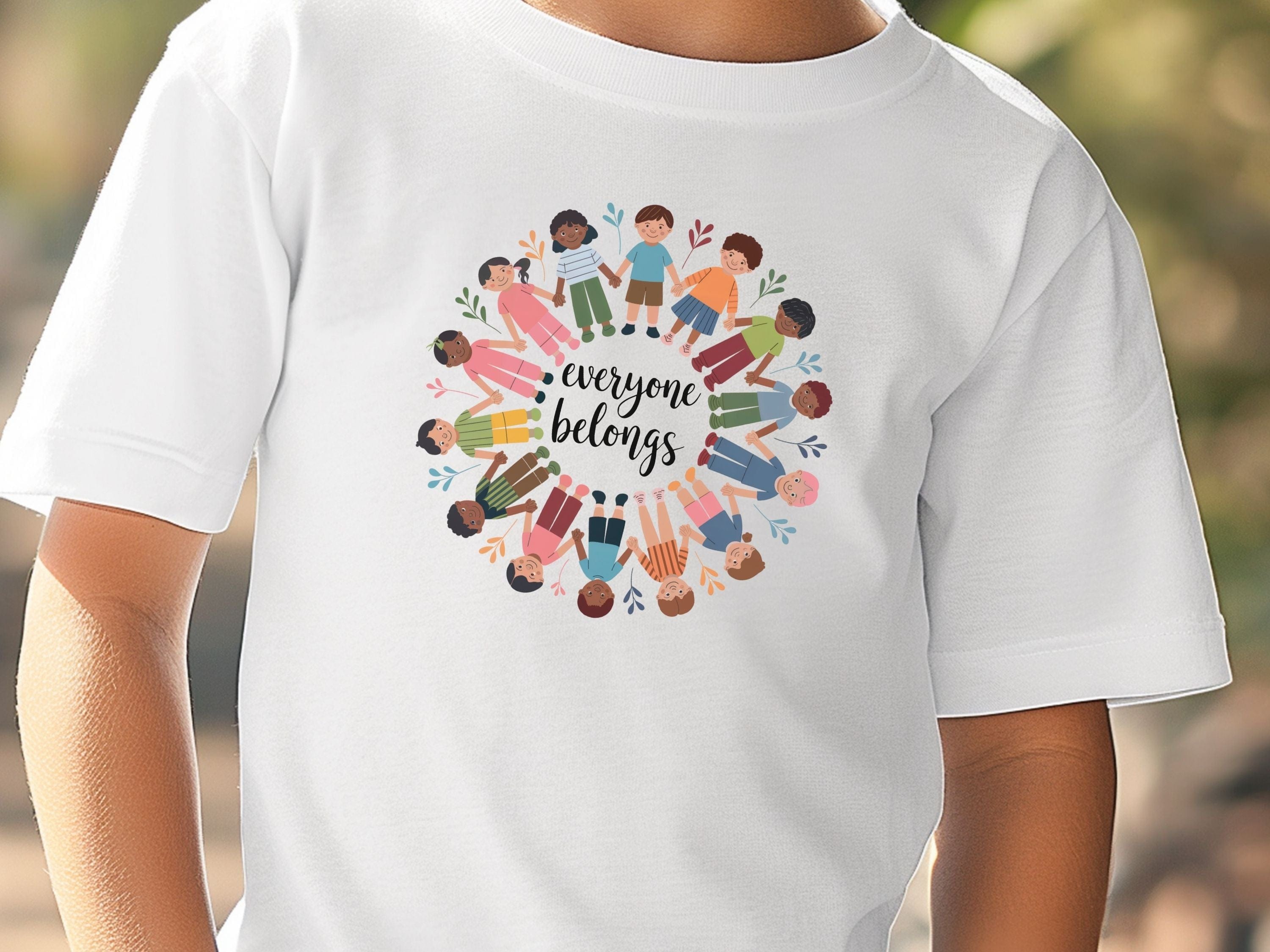 Everyone Belongs Kids Holding Hands Kids T-Shirt-Neurodiversity, ADHD & Autism Awareness & Acceptance Kids clothes by Daily Bloom
