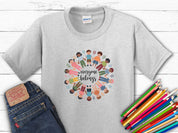 Everyone Belongs Kids Holding Hands Kids T-Shirt-Ash-Neurodiversity, ADHD & Autism Awareness & Acceptance Kids clothes by Daily Bloom
