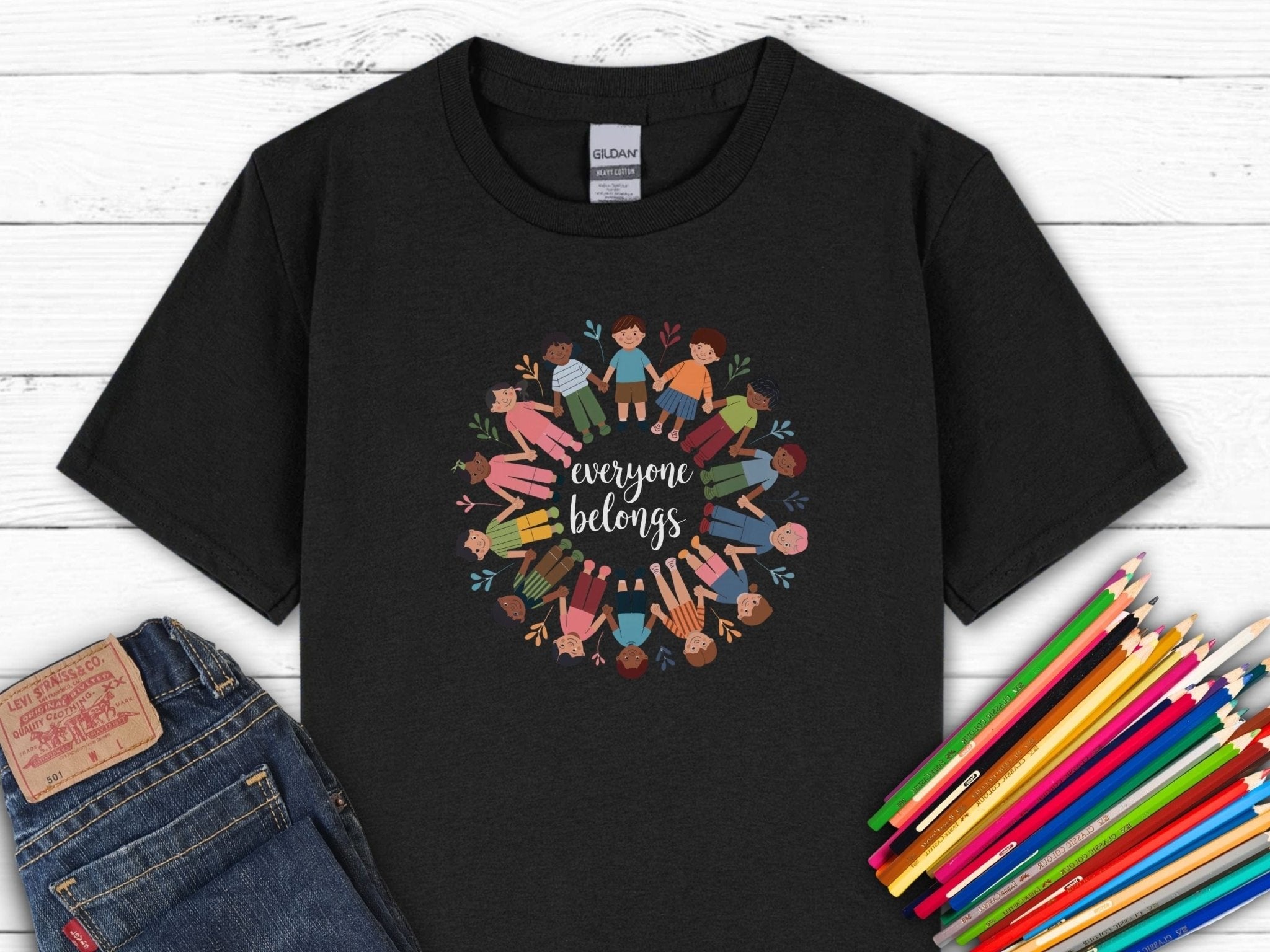 Autism Kids clothes - Everyone Belongs Kids Holding Hands Kids T-Shirt - Daily Bloom