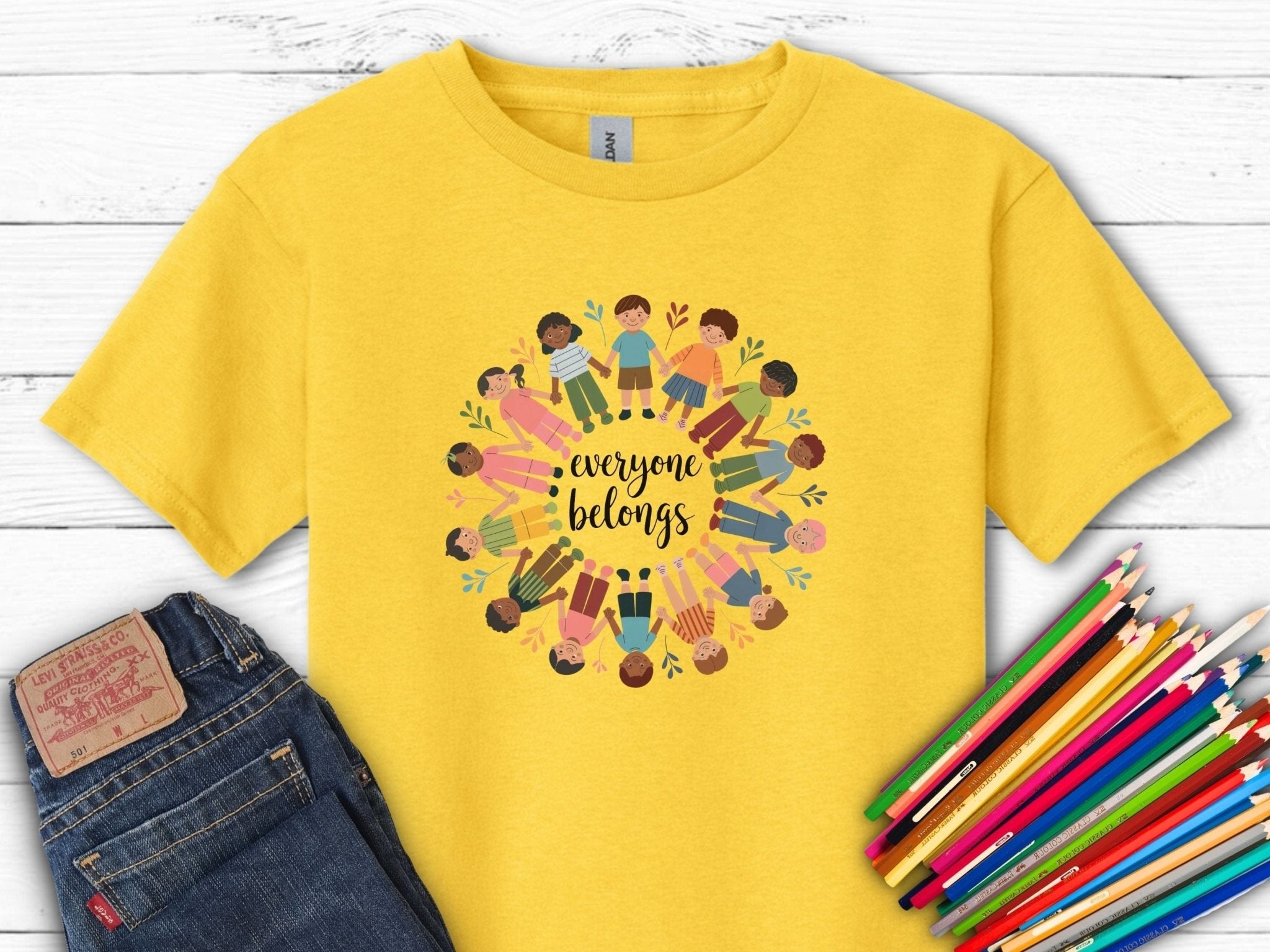 Autism Kids clothes - Everyone Belongs Kids Holding Hands Kids T-Shirt - Daily Bloom