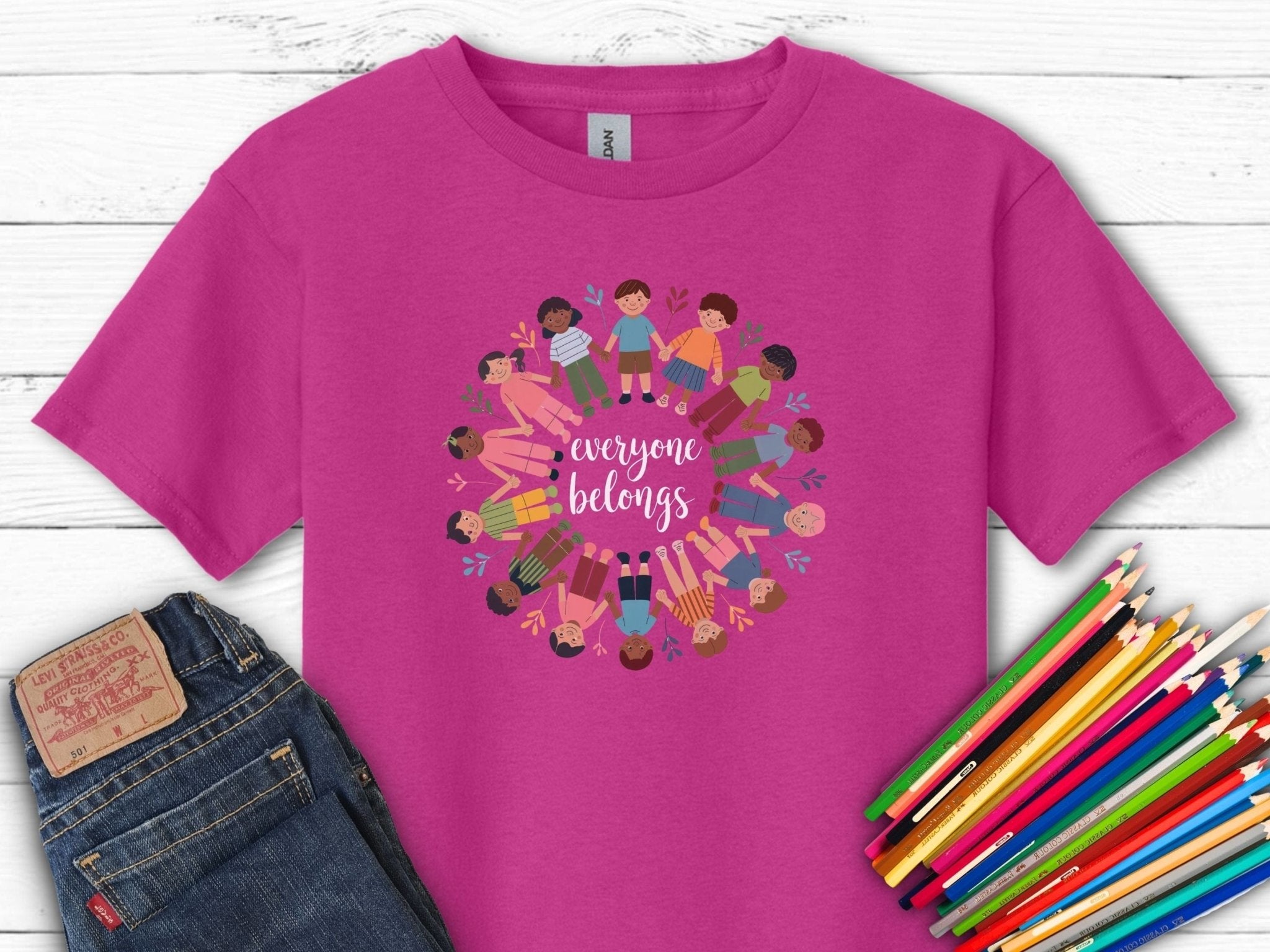 Autism Kids clothes - Everyone Belongs Kids Holding Hands Kids T-Shirt - Daily Bloom