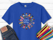 Everyone Belongs Kids Holding Hands Kids T-Shirt-Royal-Neurodiversity, ADHD & Autism Awareness & Acceptance Kids clothes by Daily Bloom