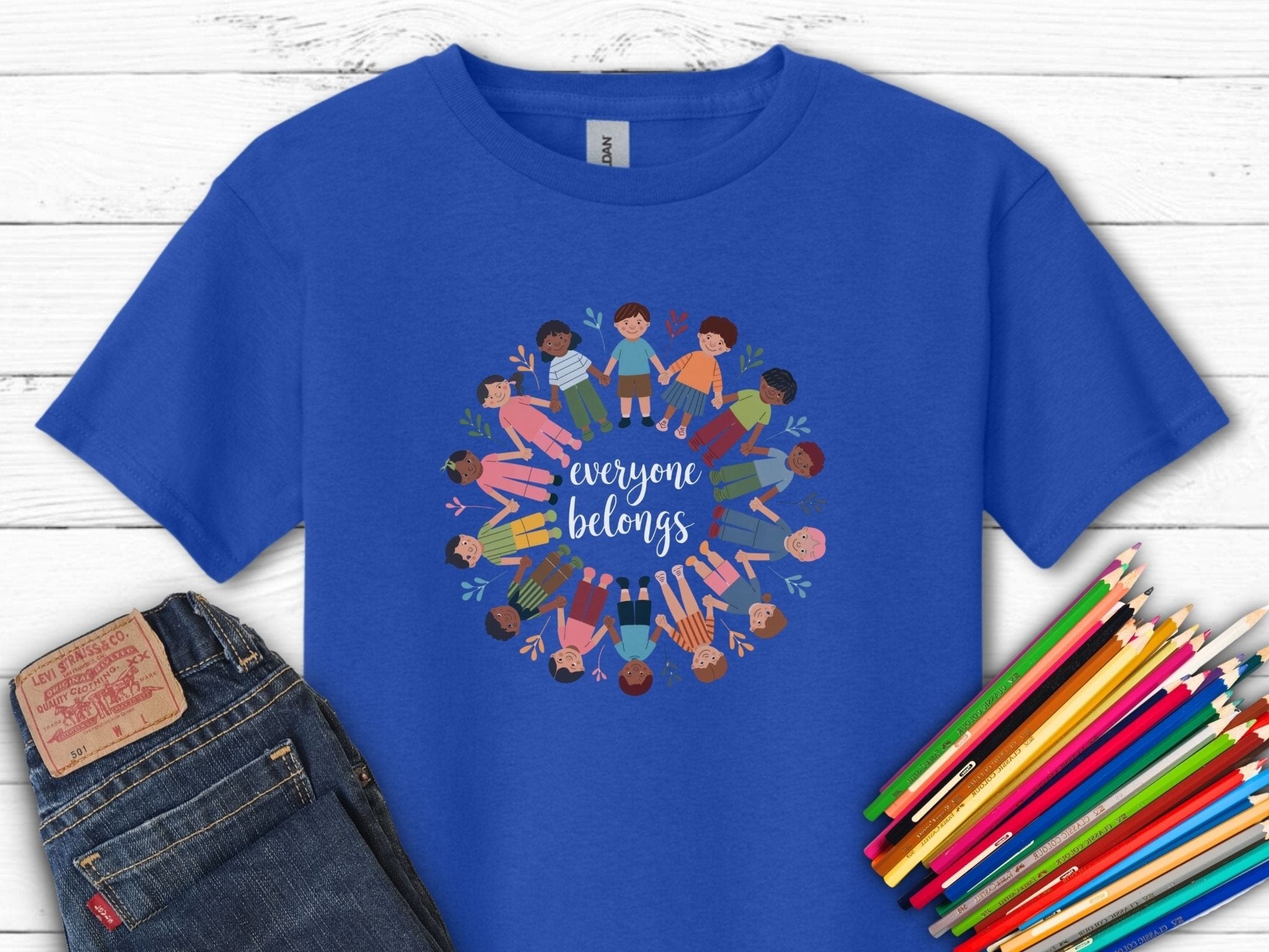 Autism Kids clothes - Everyone Belongs Kids Holding Hands Kids T-Shirt - Daily Bloom