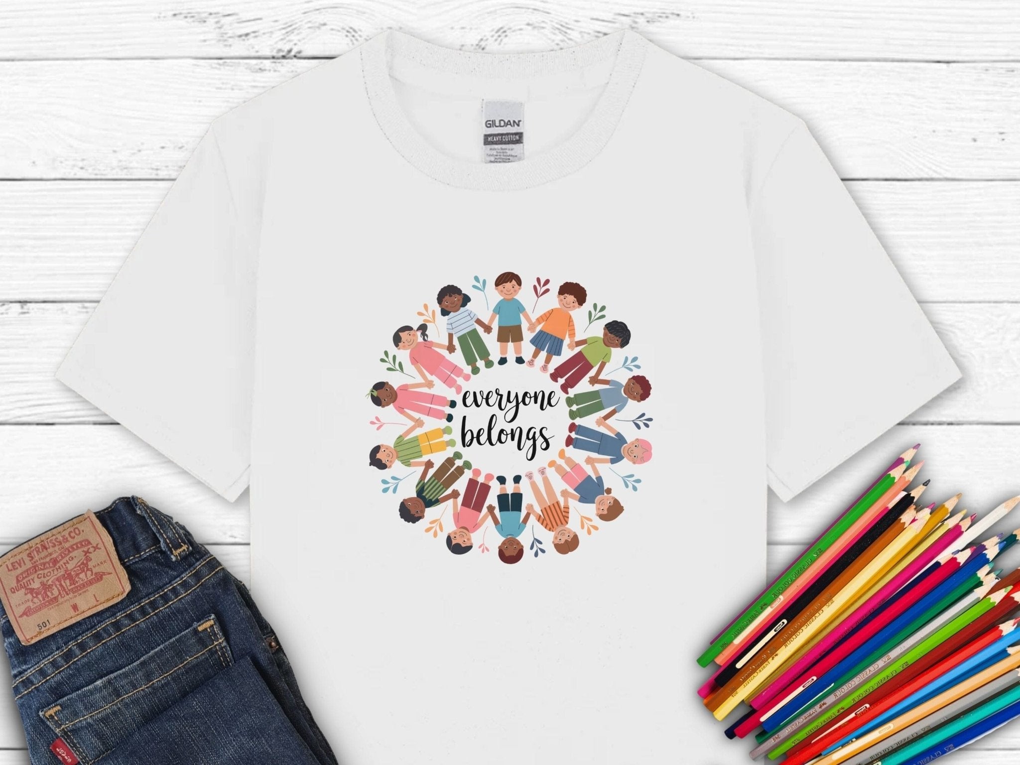 Autism Kids clothes - Everyone Belongs Kids Holding Hands Kids T-Shirt - Daily Bloom
