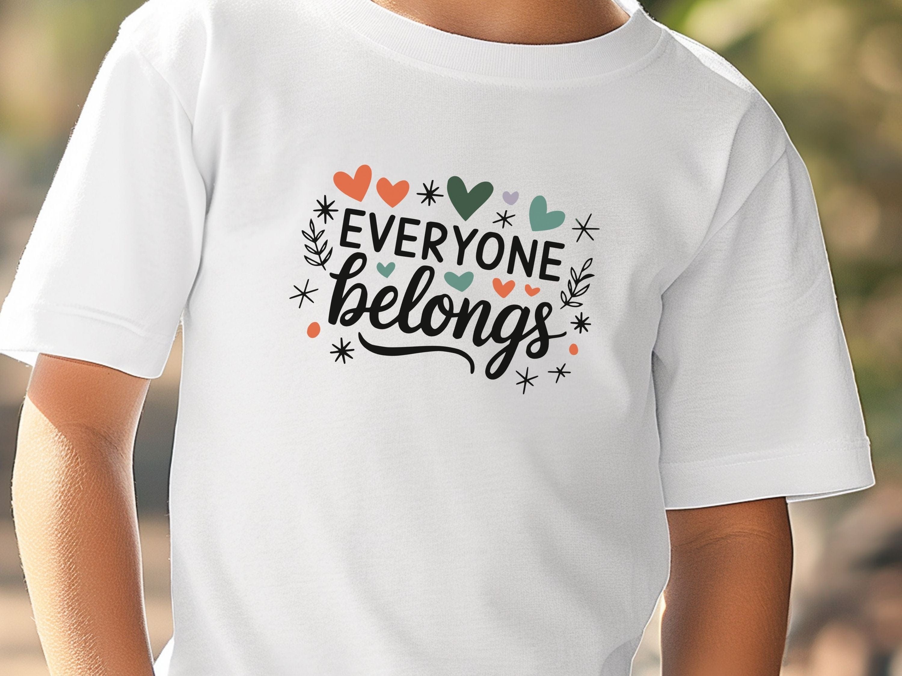 Everyone Belongs Love Hearts Kids T-Shirt-Neurodiversity, ADHD & Autism Awareness & Acceptance Kids clothes by Daily Bloom