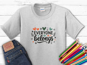 Everyone Belongs Love Hearts Kids T-Shirt-Ash-Neurodiversity, ADHD & Autism Awareness & Acceptance Kids clothes by Daily Bloom