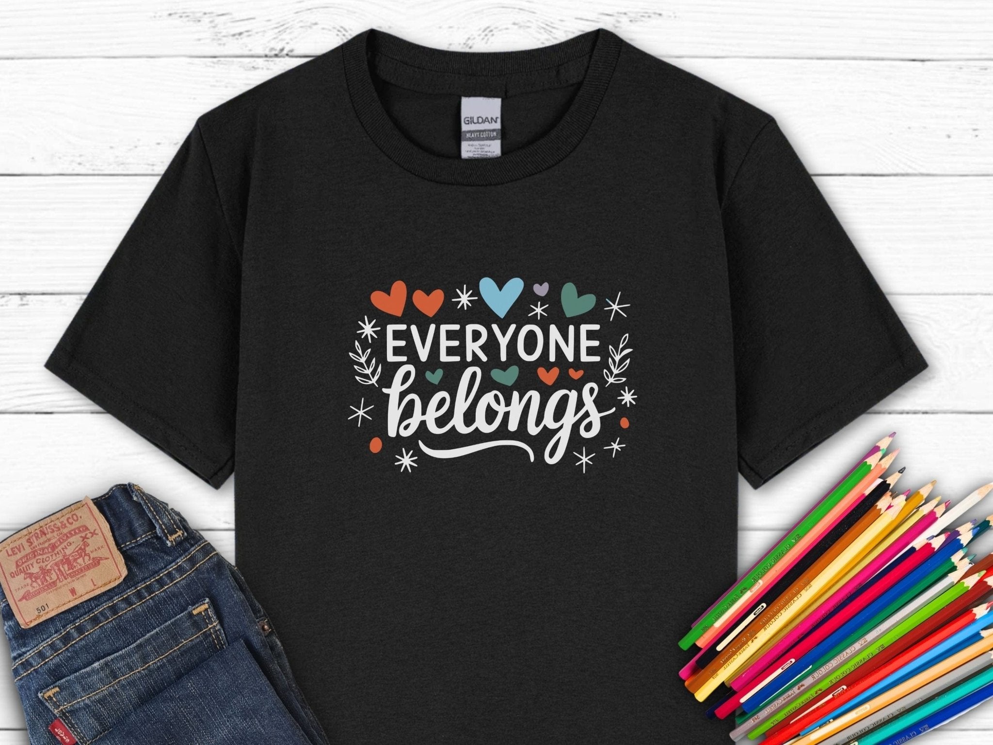 Autism Kids clothes - Everyone Belongs Love Hearts Kids T-Shirt - Daily Bloom