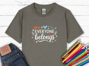 Everyone Belongs Love Hearts Kids T-Shirt-Charcoal-Neurodiversity, ADHD & Autism Awareness & Acceptance Kids clothes by Daily Bloom