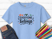 Everyone Belongs Love Hearts Kids T-Shirt-Light Blue-Neurodiversity, ADHD & Autism Awareness & Acceptance Kids clothes by Daily Bloom