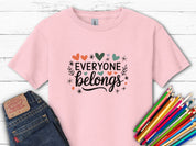 Everyone Belongs Love Hearts Kids T-Shirt-Light Pink-Neurodiversity, ADHD & Autism Awareness & Acceptance Kids clothes by Daily Bloom