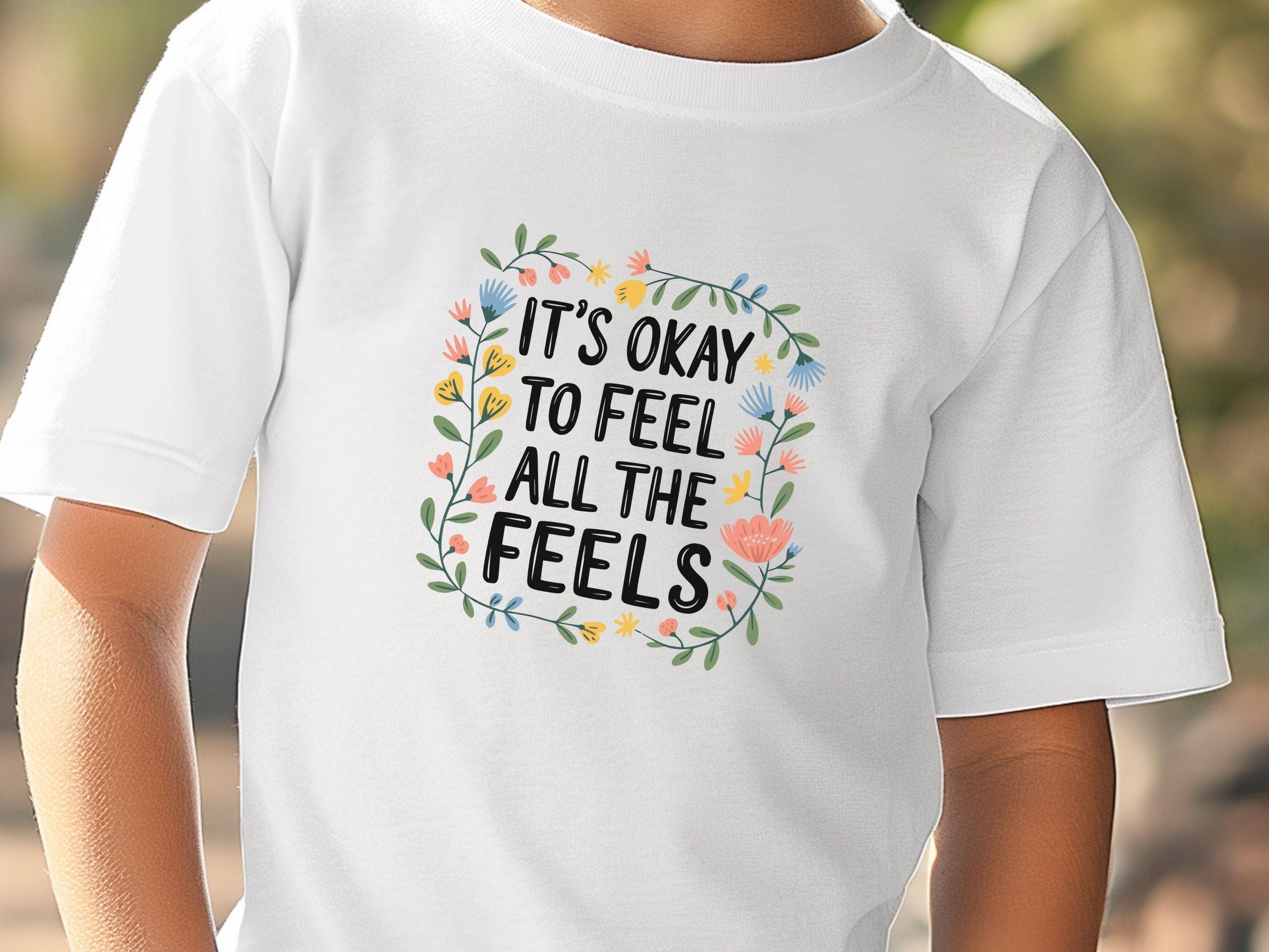 It's Okay To Feel All The Feels Kids T-Shirt-Neurodiversity, ADHD & Autism Awareness & Acceptance Kids clothes by Daily Bloom
