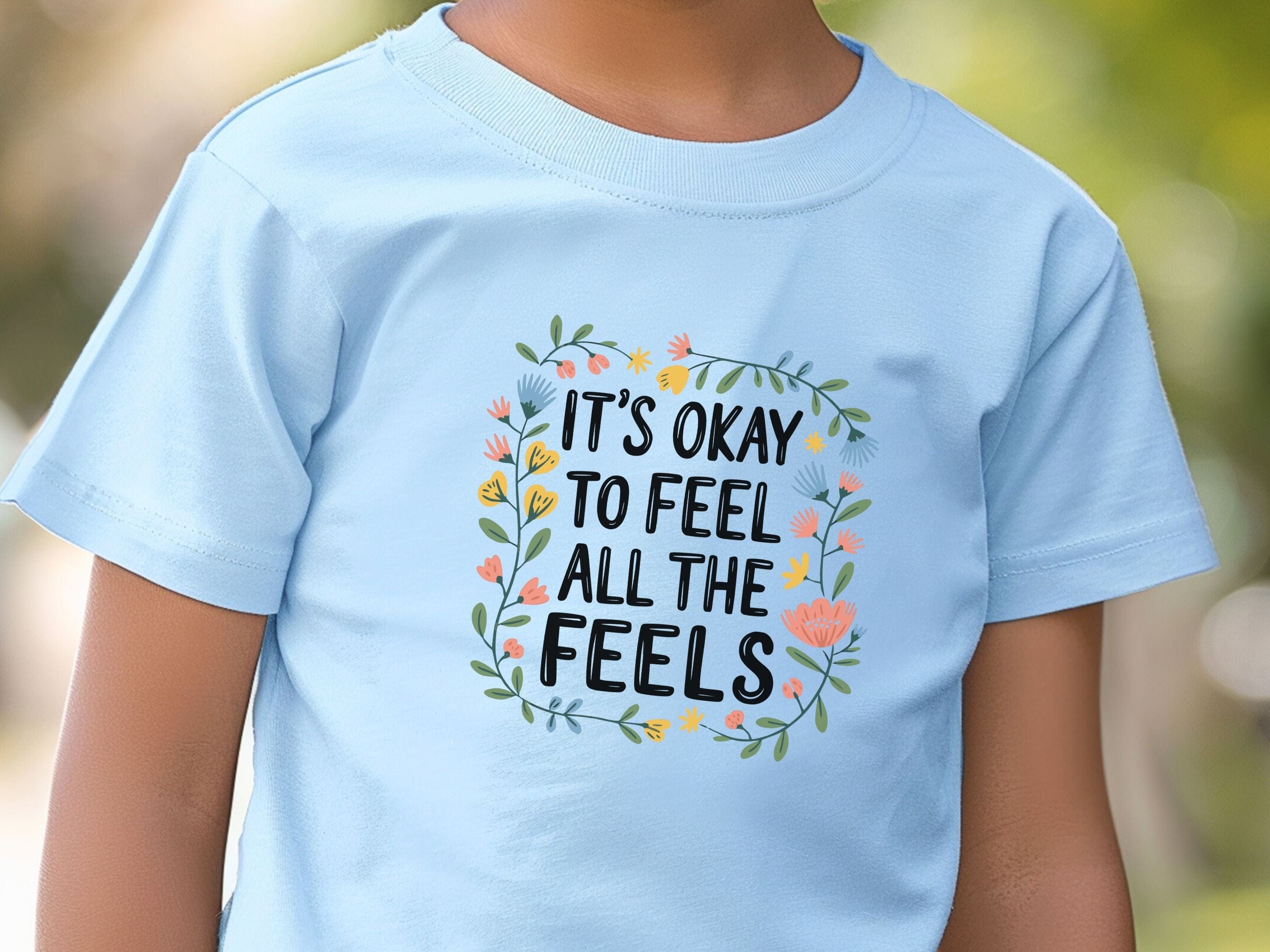 It's Okay To Feel All The Feels Kids T-Shirt-Neurodiversity, ADHD & Autism Awareness & Acceptance Kids clothes by Daily Bloom