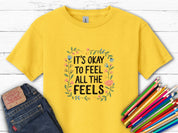 It's Okay To Feel All The Feels Kids T-Shirt-Daisy-Neurodiversity, ADHD & Autism Awareness & Acceptance Kids clothes by Daily Bloom