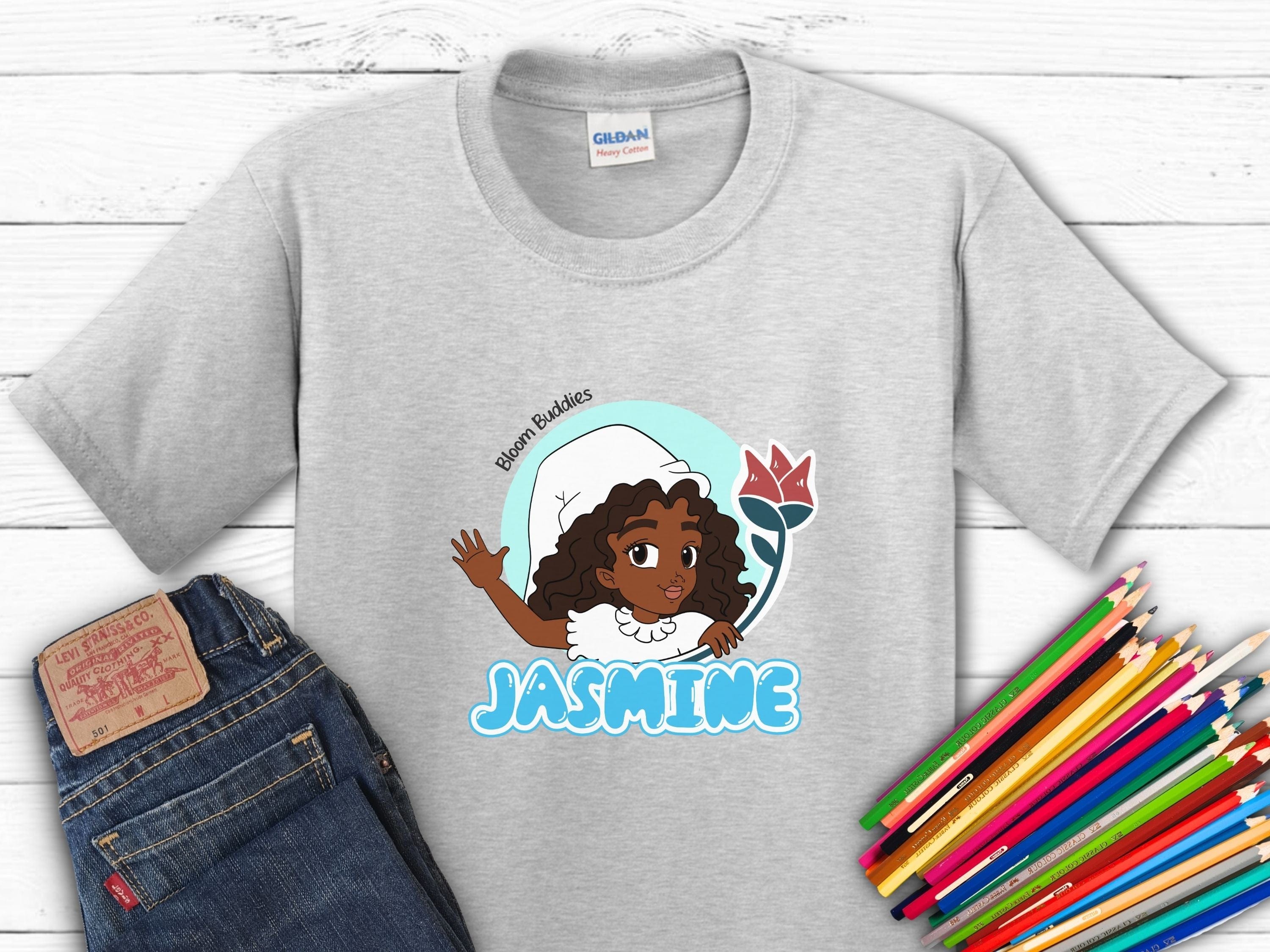 Jasmine Profile Picture - Bloom Buddies Kids T-Shirt-Ash-Neurodiversity, ADHD & Autism Awareness & Acceptance Kids clothes by Daily Bloom