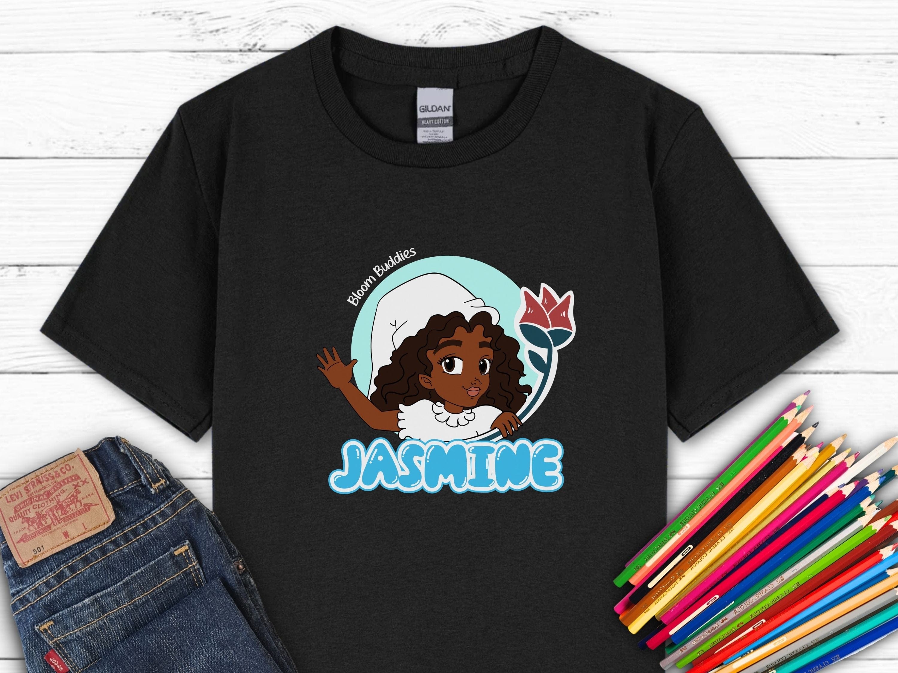 Jasmine Profile Picture - Bloom Buddies Kids T-Shirt-Black-Neurodiversity, ADHD & Autism Awareness & Acceptance Kids clothes by Daily Bloom