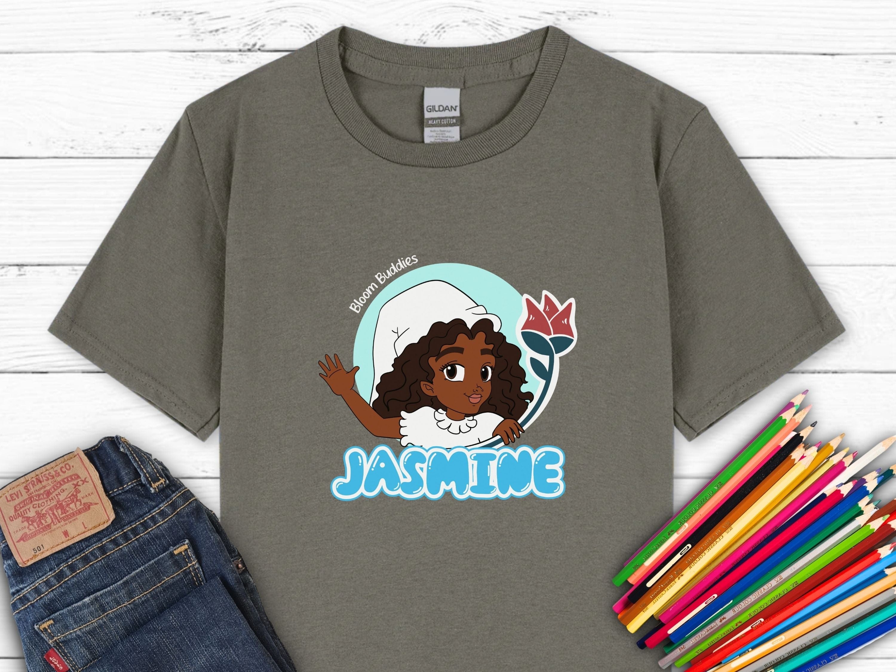 Jasmine Profile Picture - Bloom Buddies Kids T-Shirt-Charcoal-Neurodiversity, ADHD & Autism Awareness & Acceptance Kids clothes by Daily Bloom