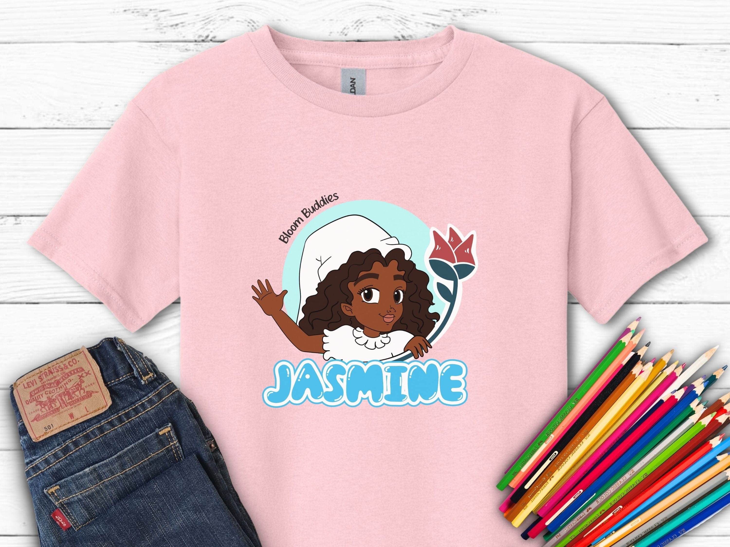 Jasmine Profile Picture - Bloom Buddies Kids T-Shirt-Light Pink-Neurodiversity, ADHD & Autism Awareness & Acceptance Kids clothes by Daily Bloom