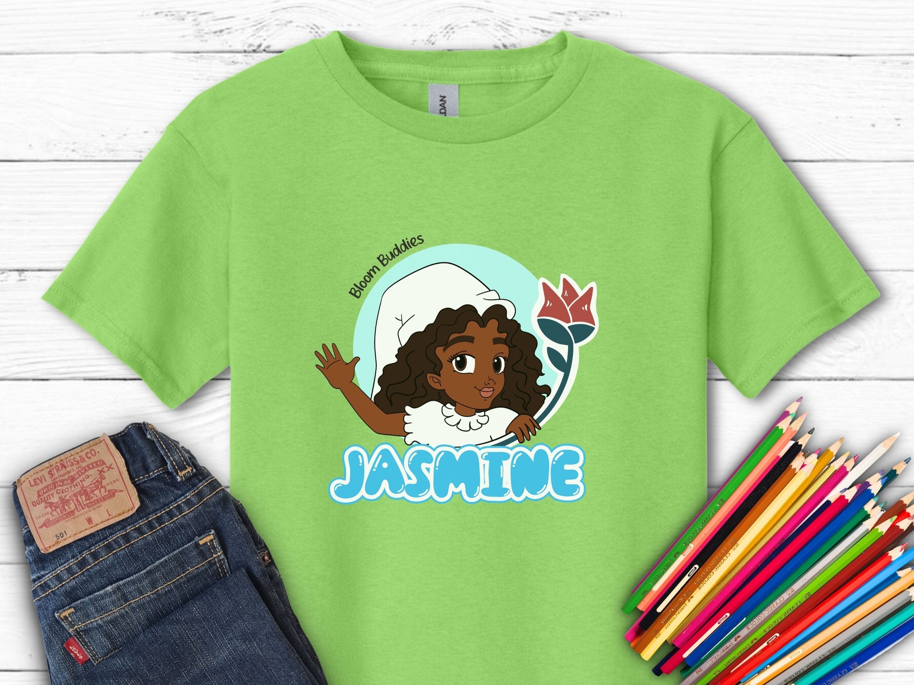 Jasmine Profile Picture - Bloom Buddies Kids T-Shirt-Lime-Neurodiversity, ADHD & Autism Awareness & Acceptance Kids clothes by Daily Bloom