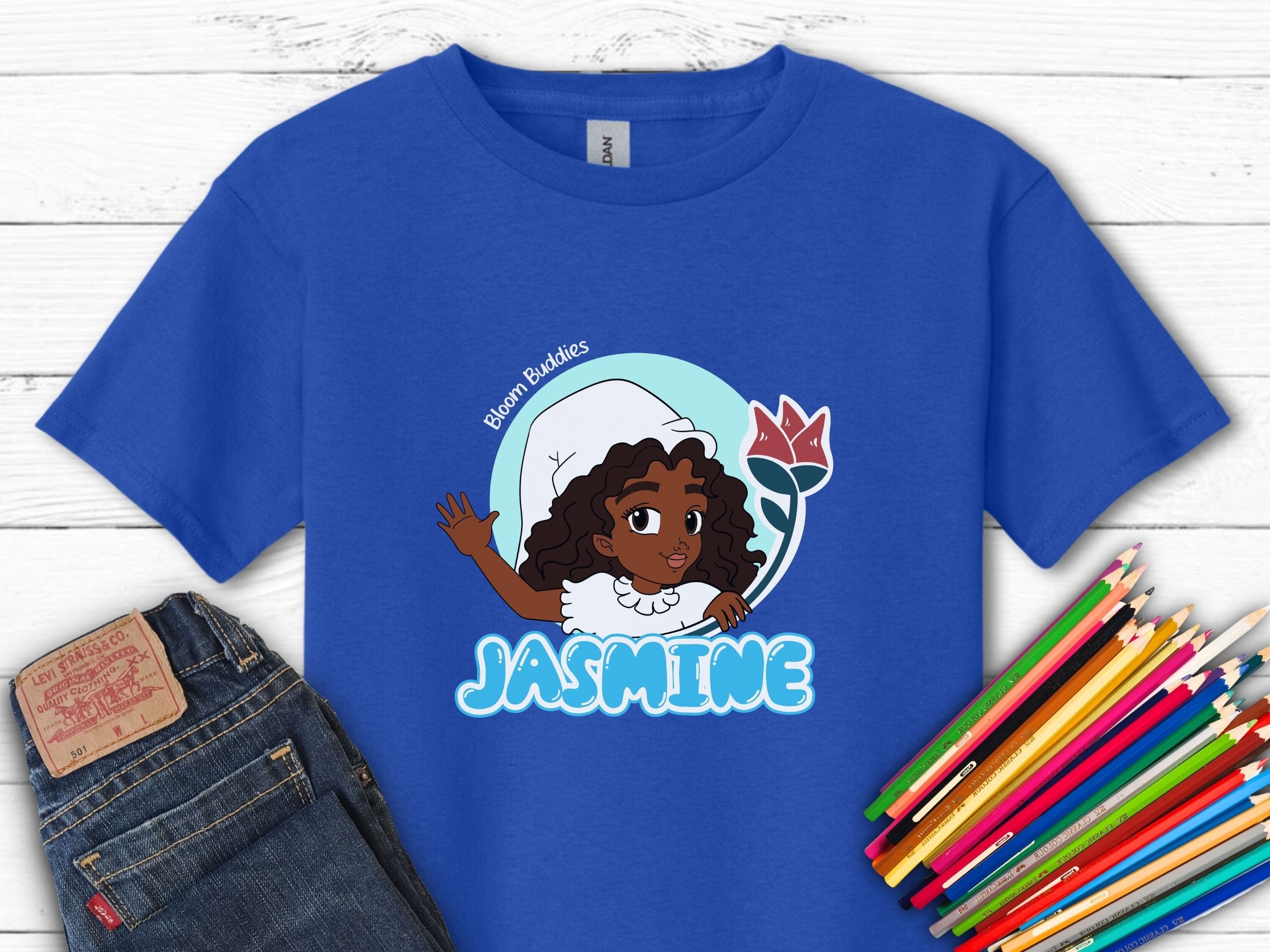 Jasmine Profile Picture - Bloom Buddies Kids T-Shirt-Royal-Neurodiversity, ADHD & Autism Awareness & Acceptance Kids clothes by Daily Bloom