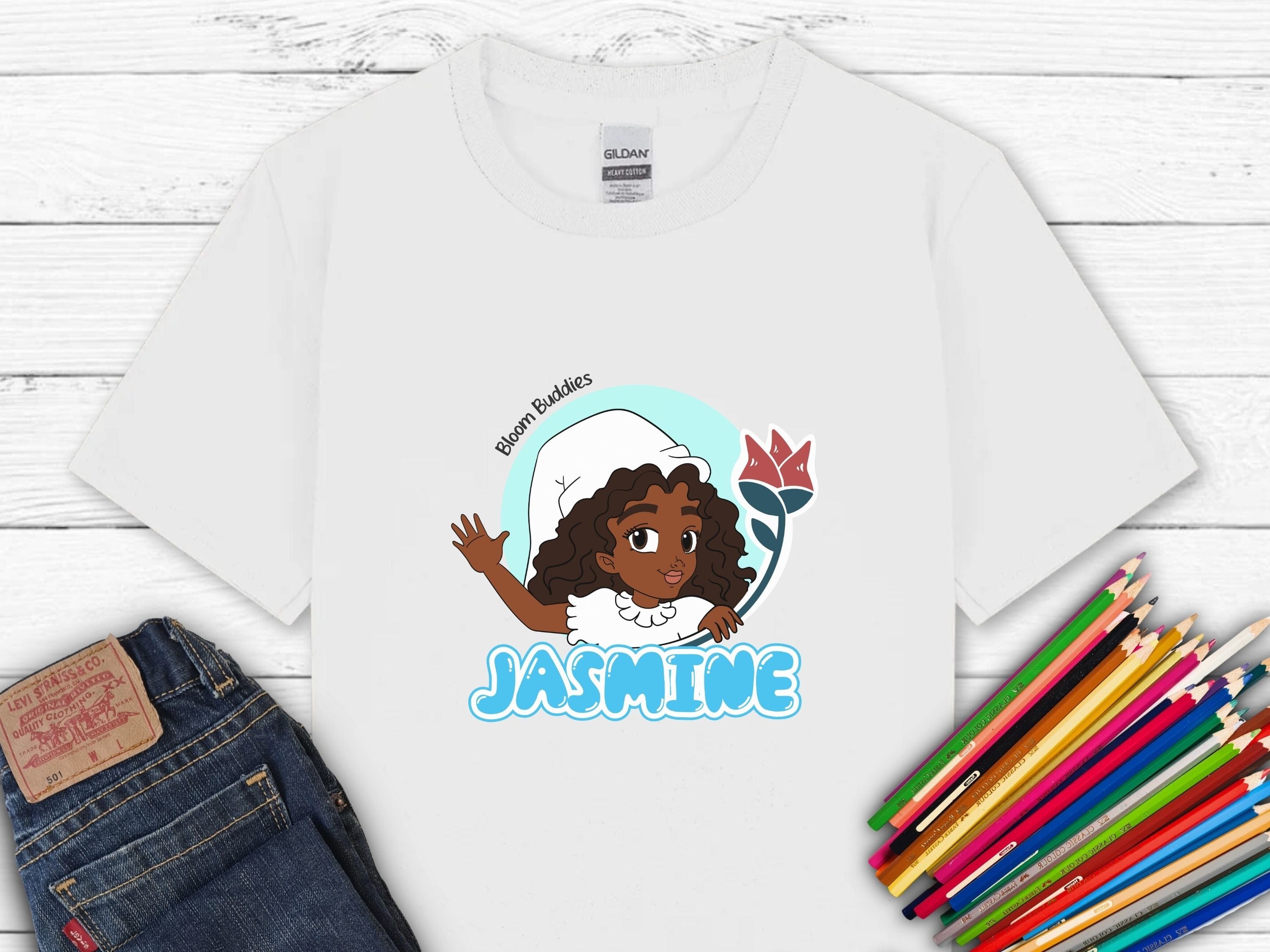 Jasmine Profile Picture - Bloom Buddies Kids T-Shirt-White-Neurodiversity, ADHD & Autism Awareness & Acceptance Kids clothes by Daily Bloom