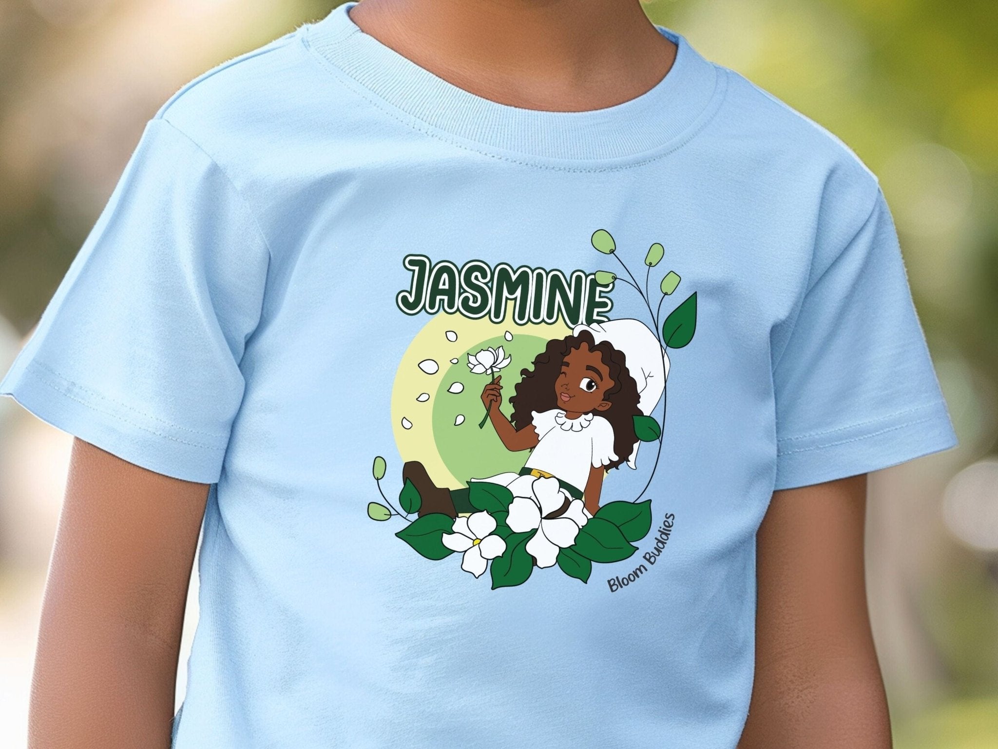 Autism Kids clothes - Jasmine Sitting In The Flowers - Bloom Buddies Kids T-Shirt - Daily Bloom