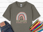 Life Happens Visuals Help Kids T-Shirt-Charcoal-Neurodiversity, ADHD & Autism Awareness & Acceptance Kids clothes by Daily Bloom